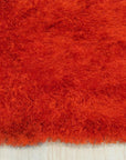Orange plush shag hand tufted rug 9x12 detail