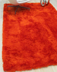 Orange plush shag hand tufted rug 9x12 detail