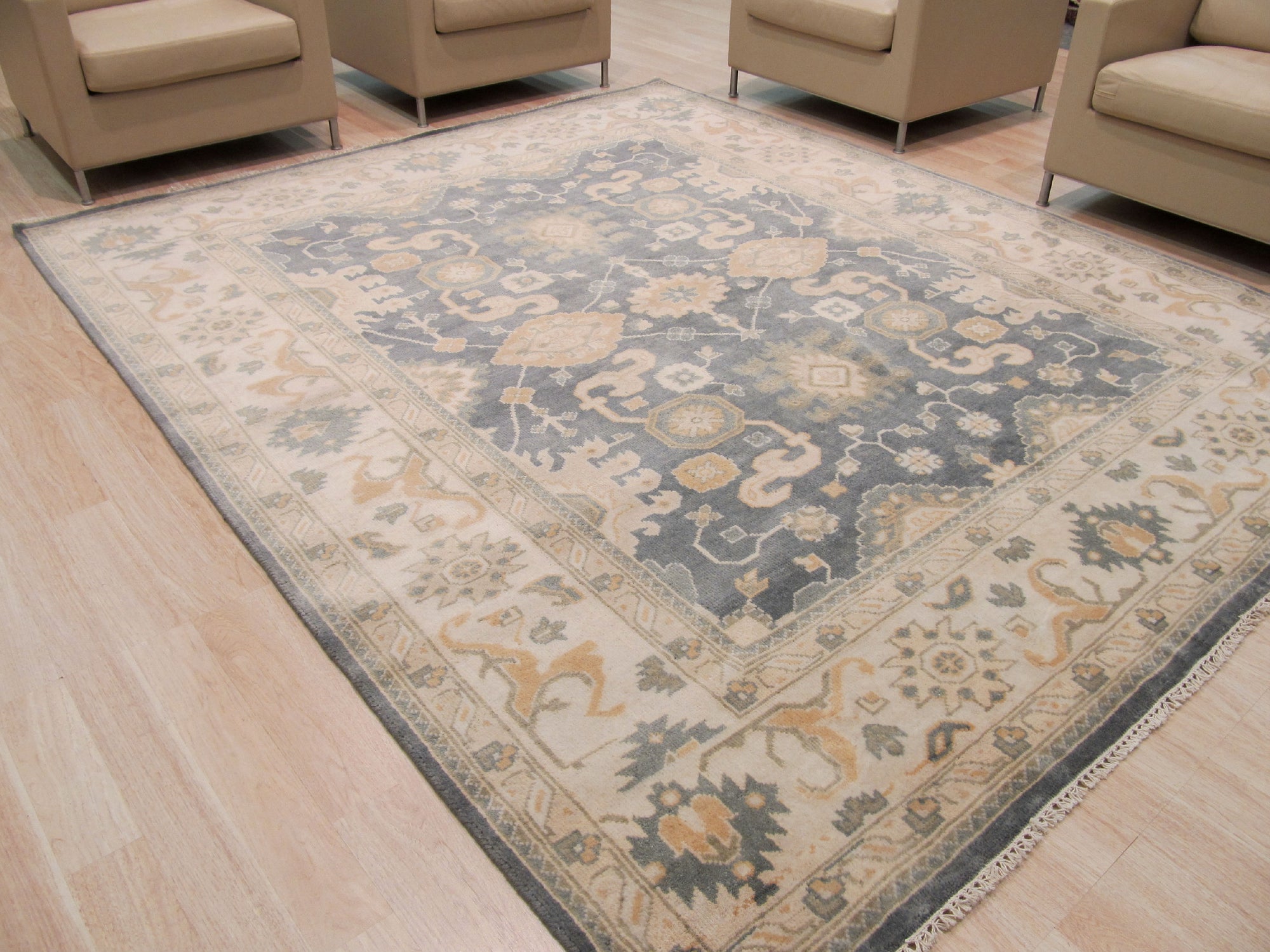 Trara Oushak Blue Hand Knotted Wool Rug