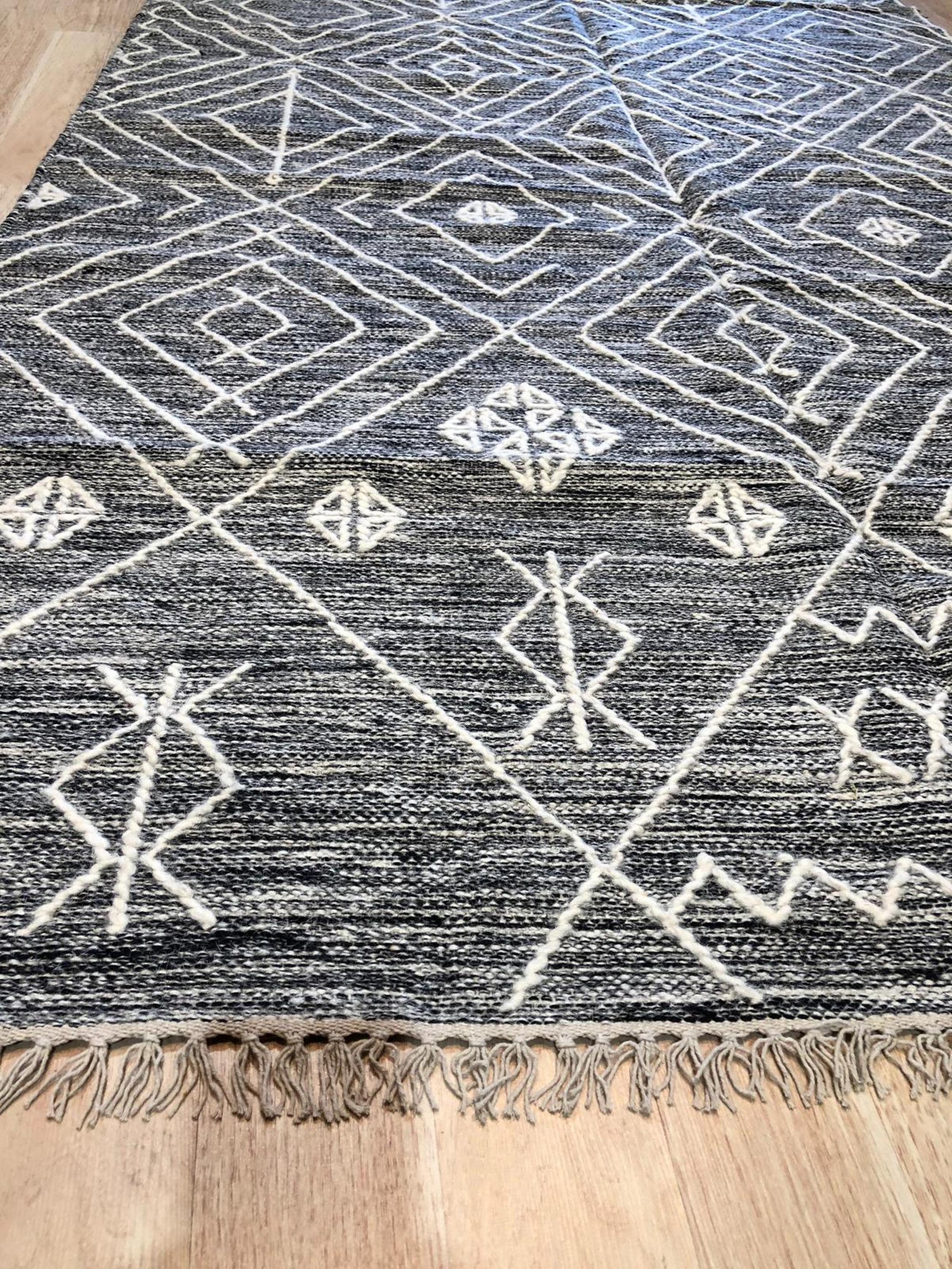 Charcoal Geometric Punja Kilim Rug