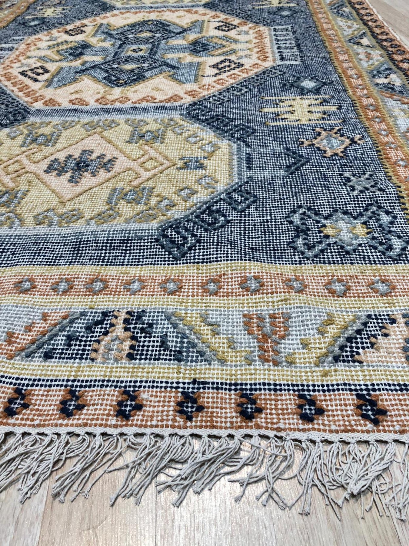 Vintage Blue Medallion Kilim Rug