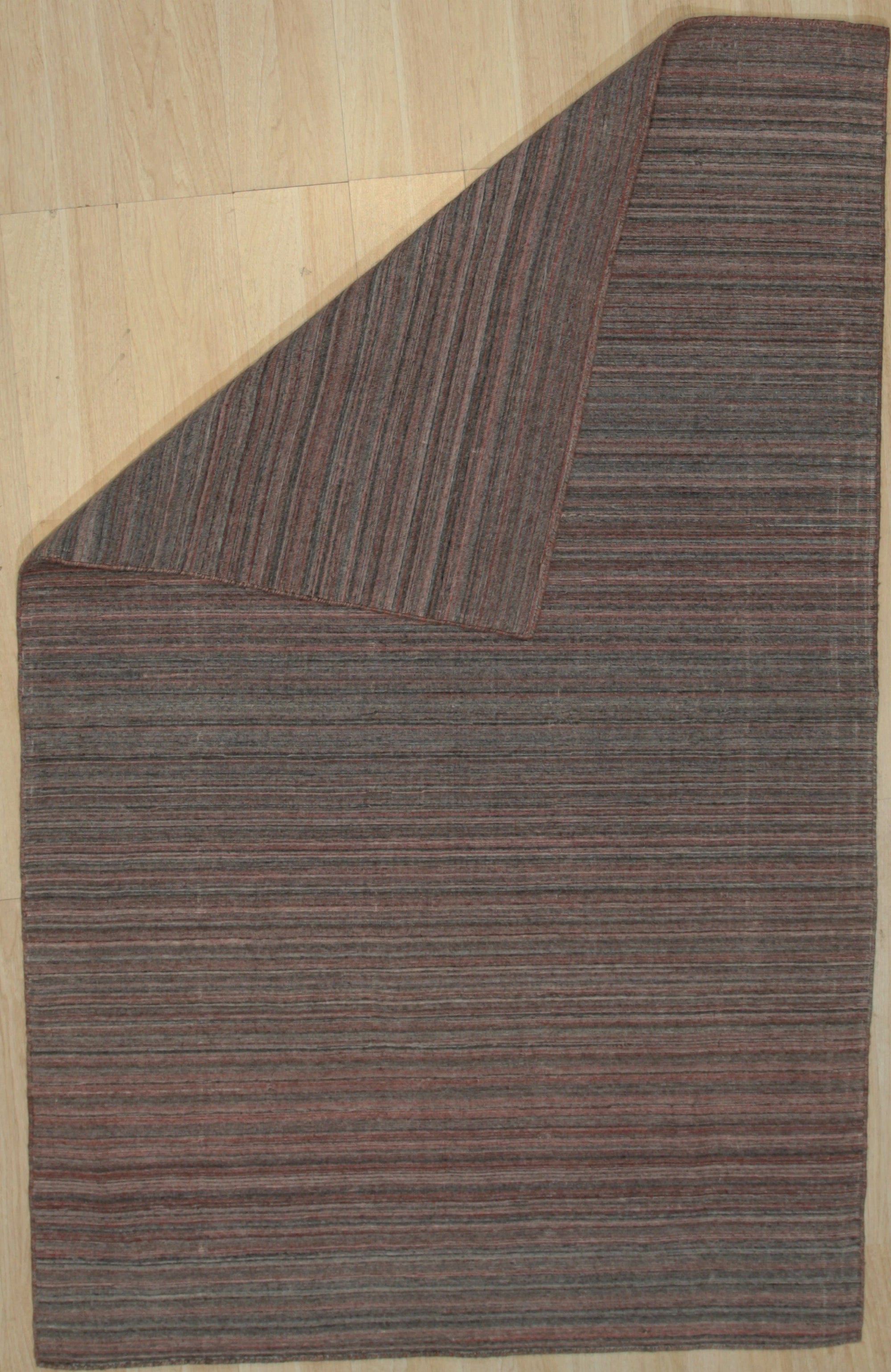 Reversible Earth Tone Striped Handmade Polyester Rug