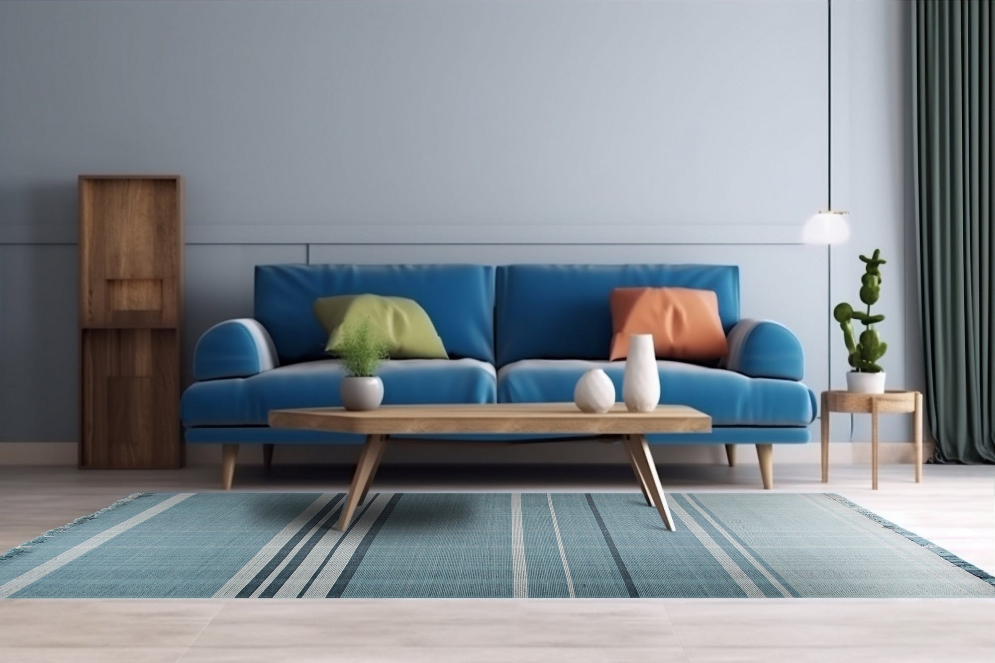 Azure Plaid Harmony Rug