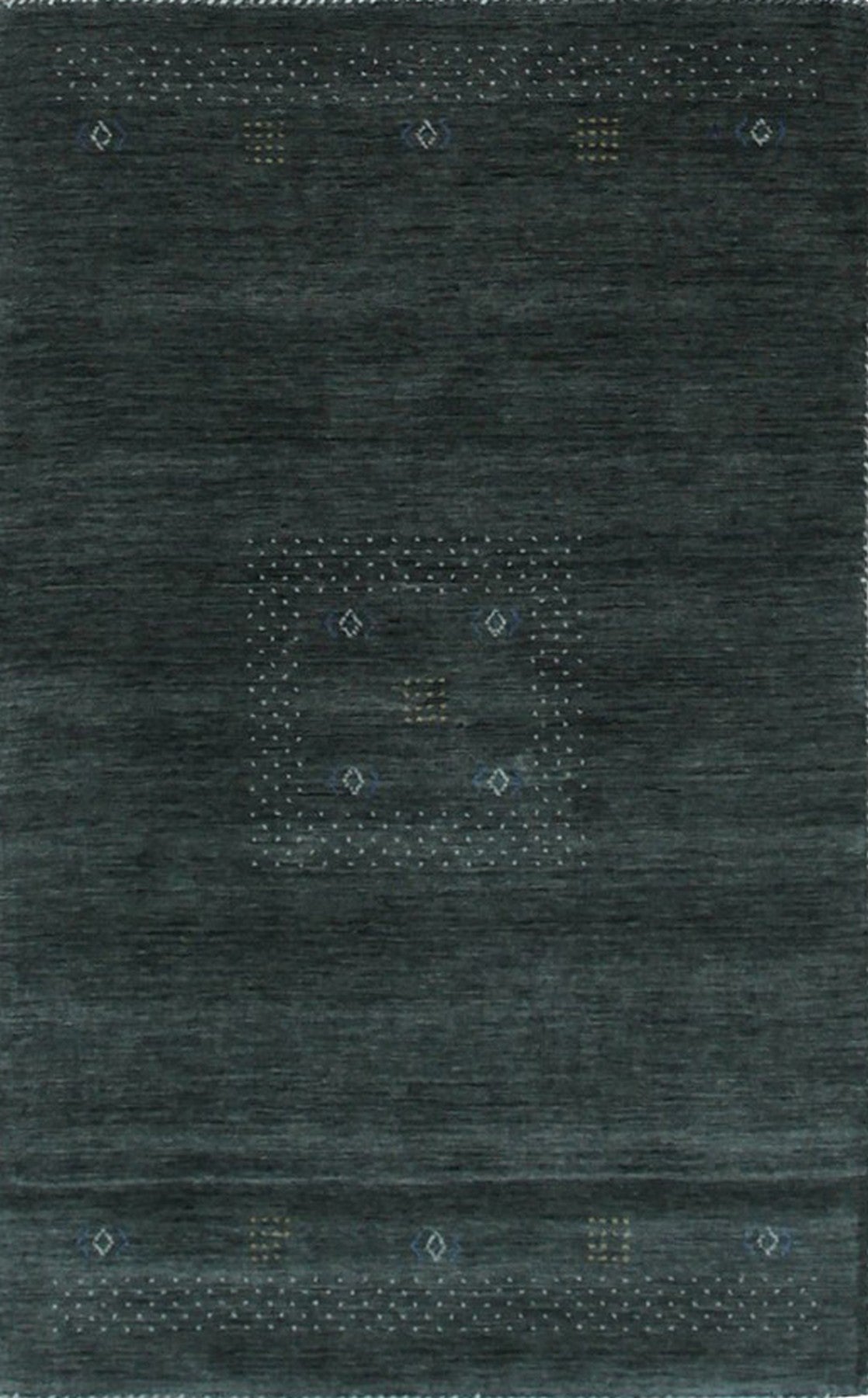 Isolated view of Freya Gabbeh Gray Handmade Wool Rug, showcasing its minimalist design.