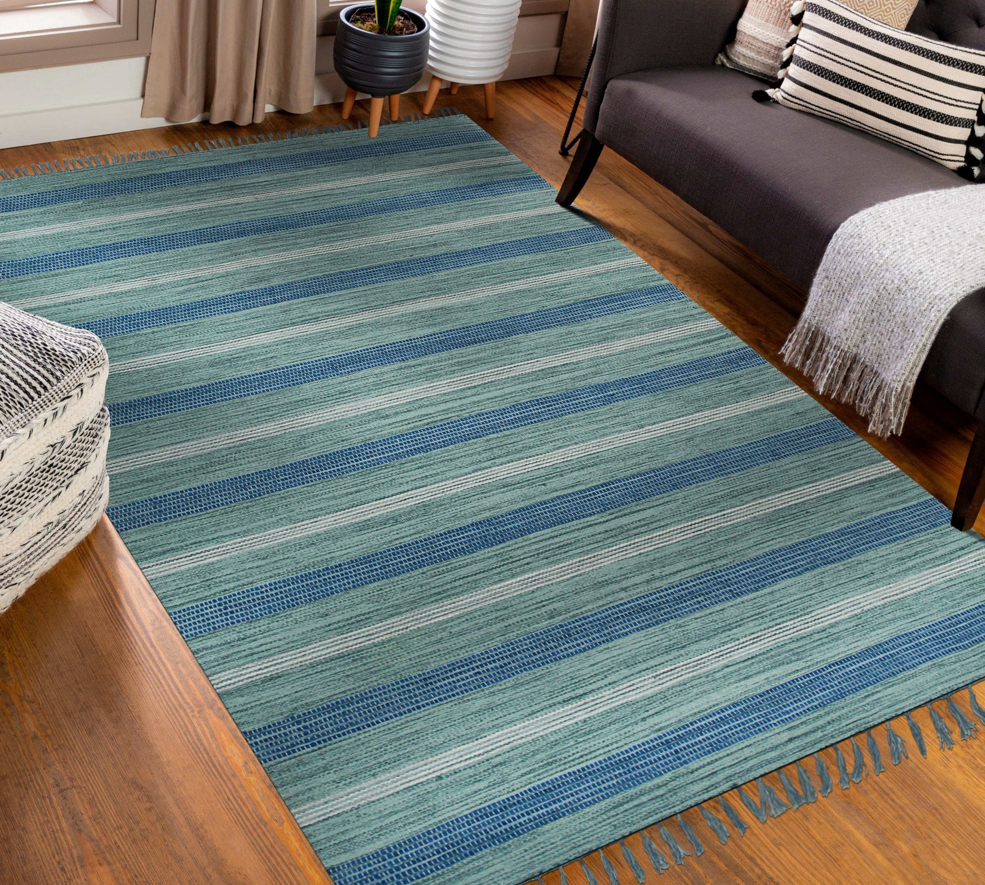 Ocean Breeze Striped Wool Rug