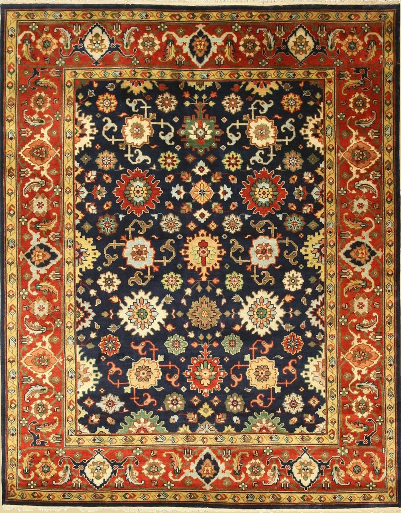 Navy Super Mahal Classic Handmade Wool Rug