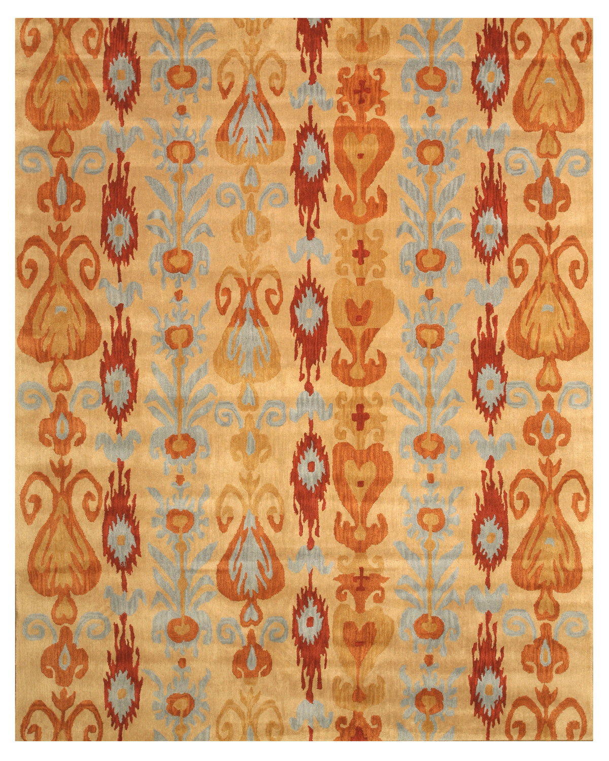 Beige ikat hand tufted wool rug 4x6