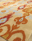Beige ikat hand tufted wool rug 4x6 detail