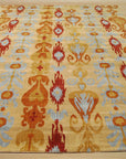 Beige ikat hand tufted wool rug 4x6 detail