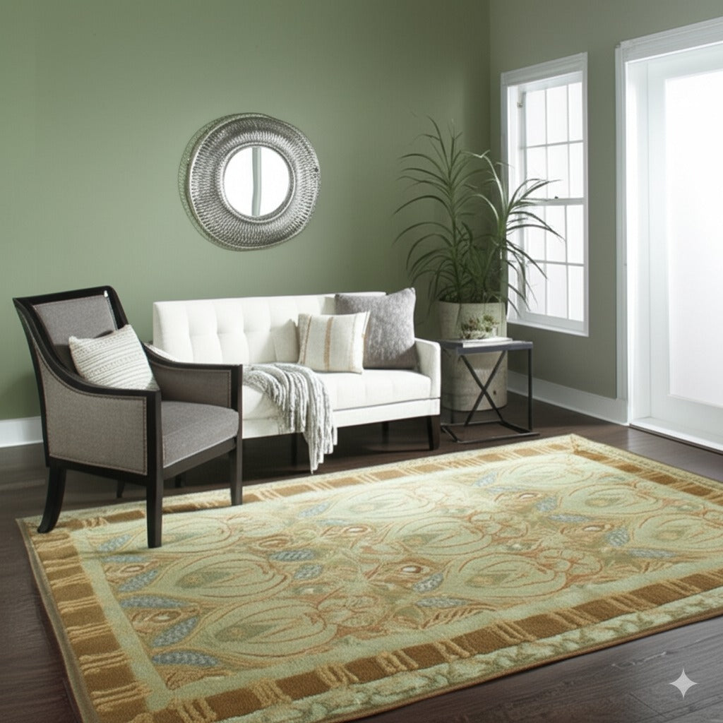 Sophie Enchanting Green Hand Tufted Wool Rug