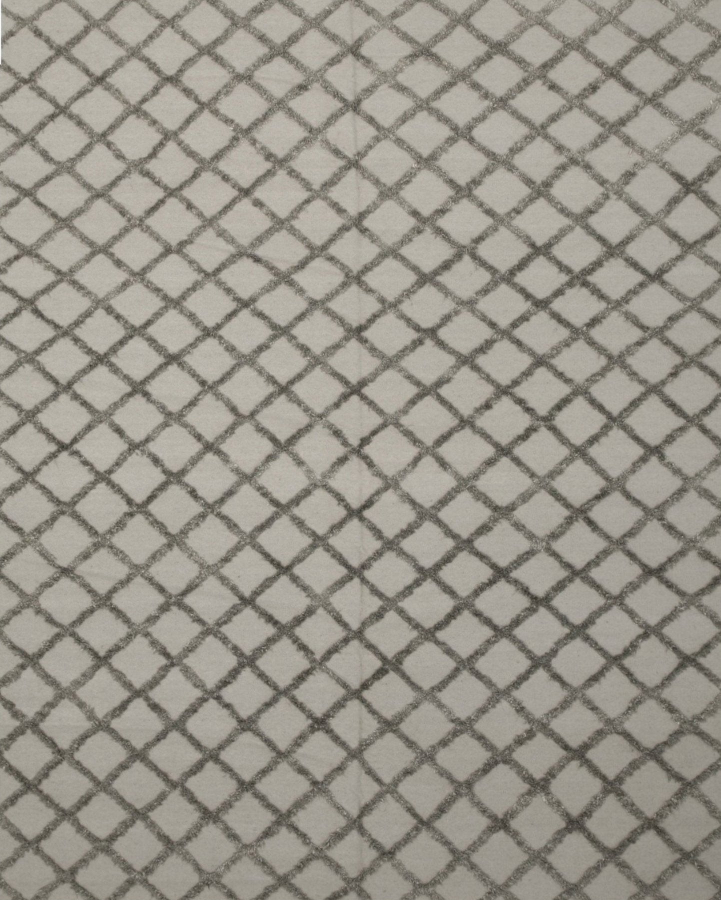 Isolated view of Maya Trellis Gray Hand Knotted Wool &amp; Viscose Rug, showcasing its design.