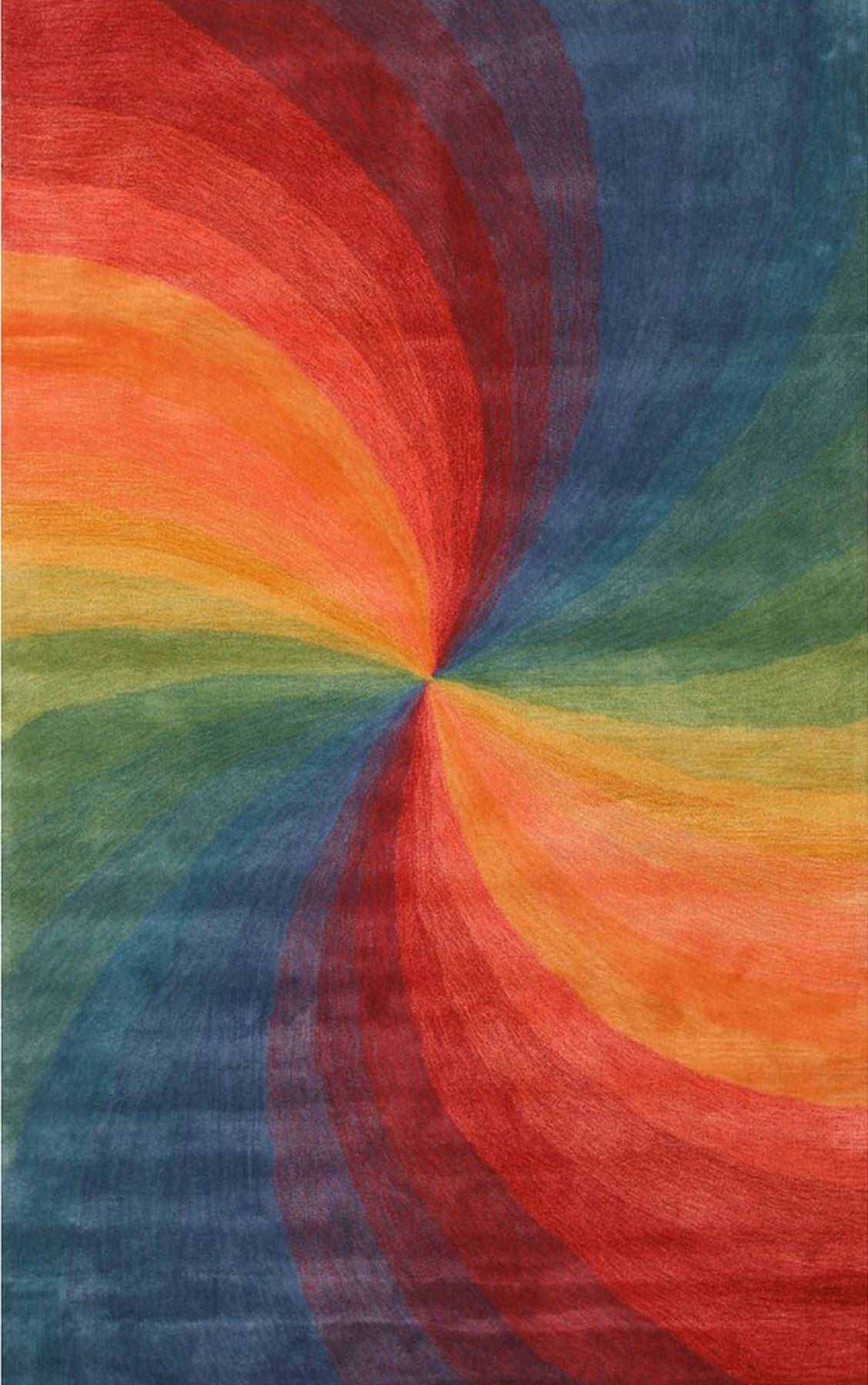 Rainbow Prismatic Swirl Hand-Tufted Wool Rug