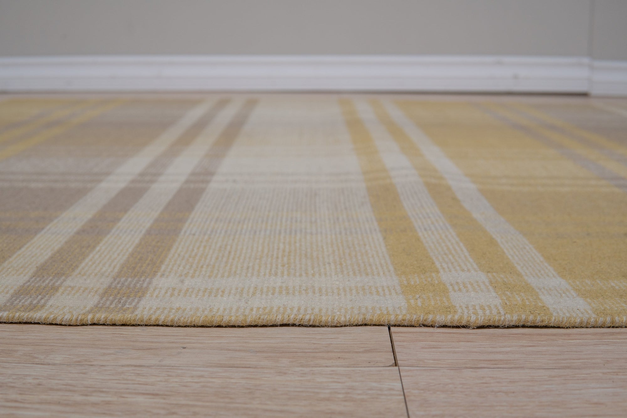 Golden Plaid Wool Rug