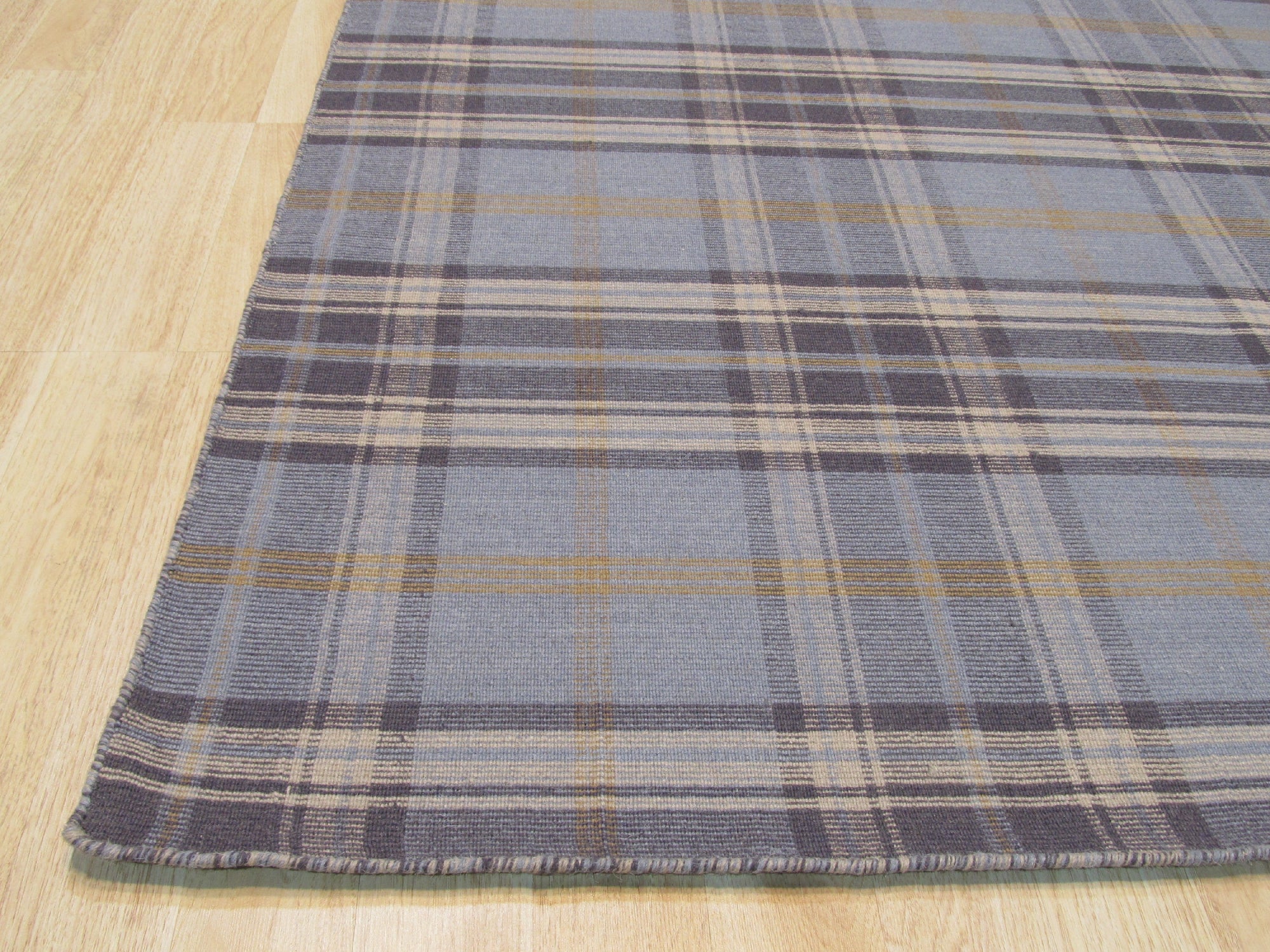 Blue Tartan Handmade Wool Rug