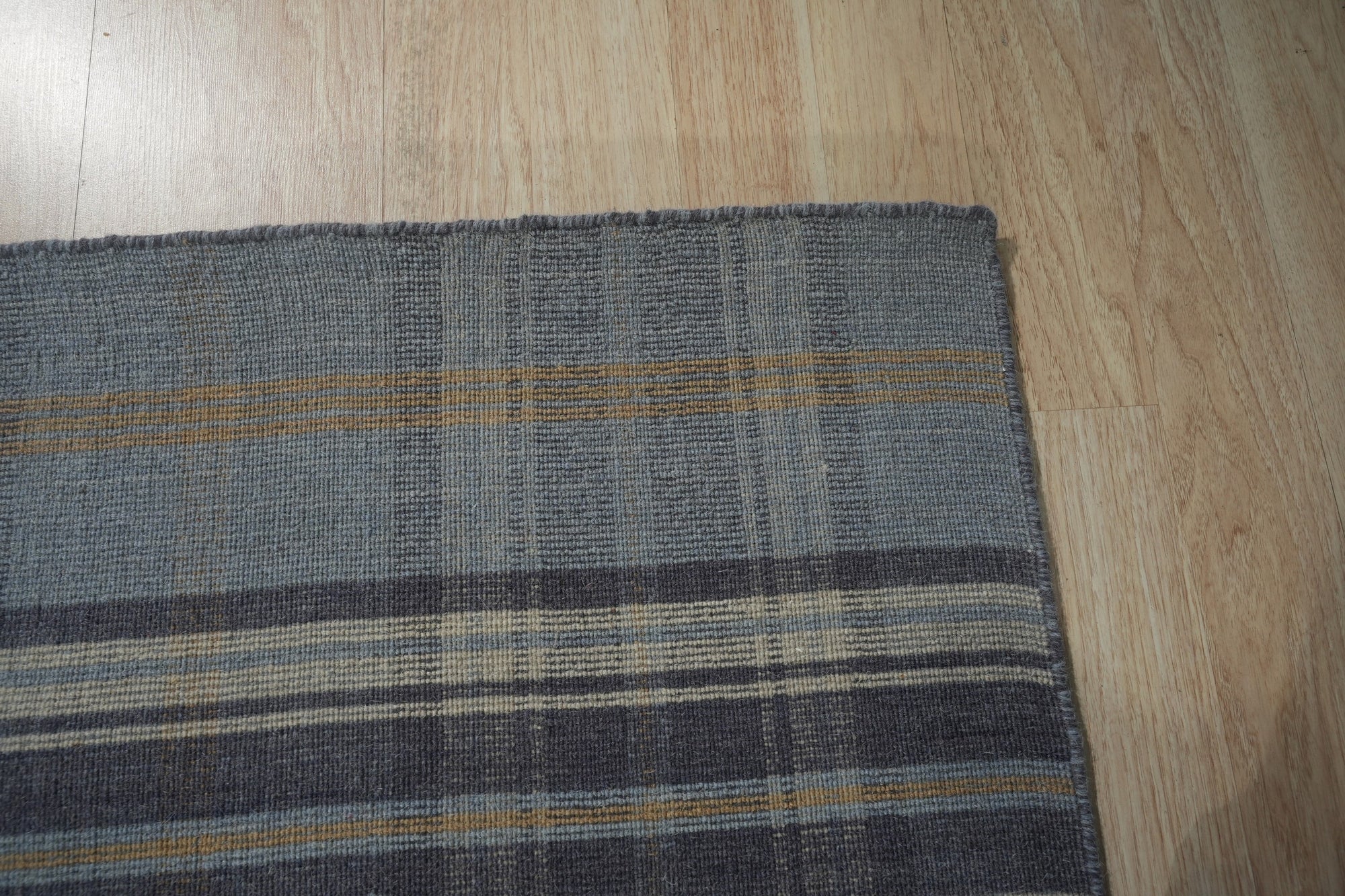 Blue Tartan Handmade Wool Rug