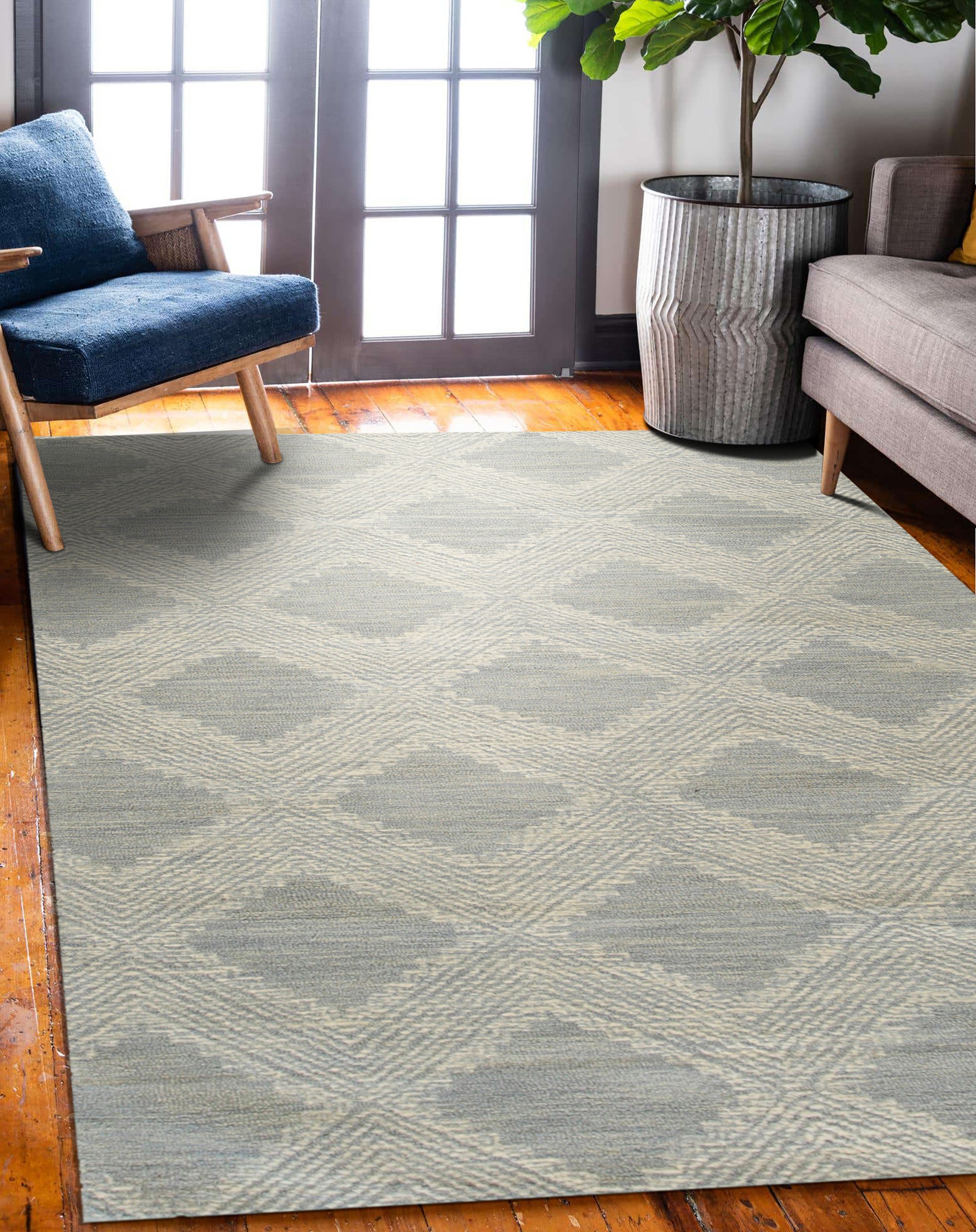 Chloe Quinn Light Blue Hand Tufted Wool Rug