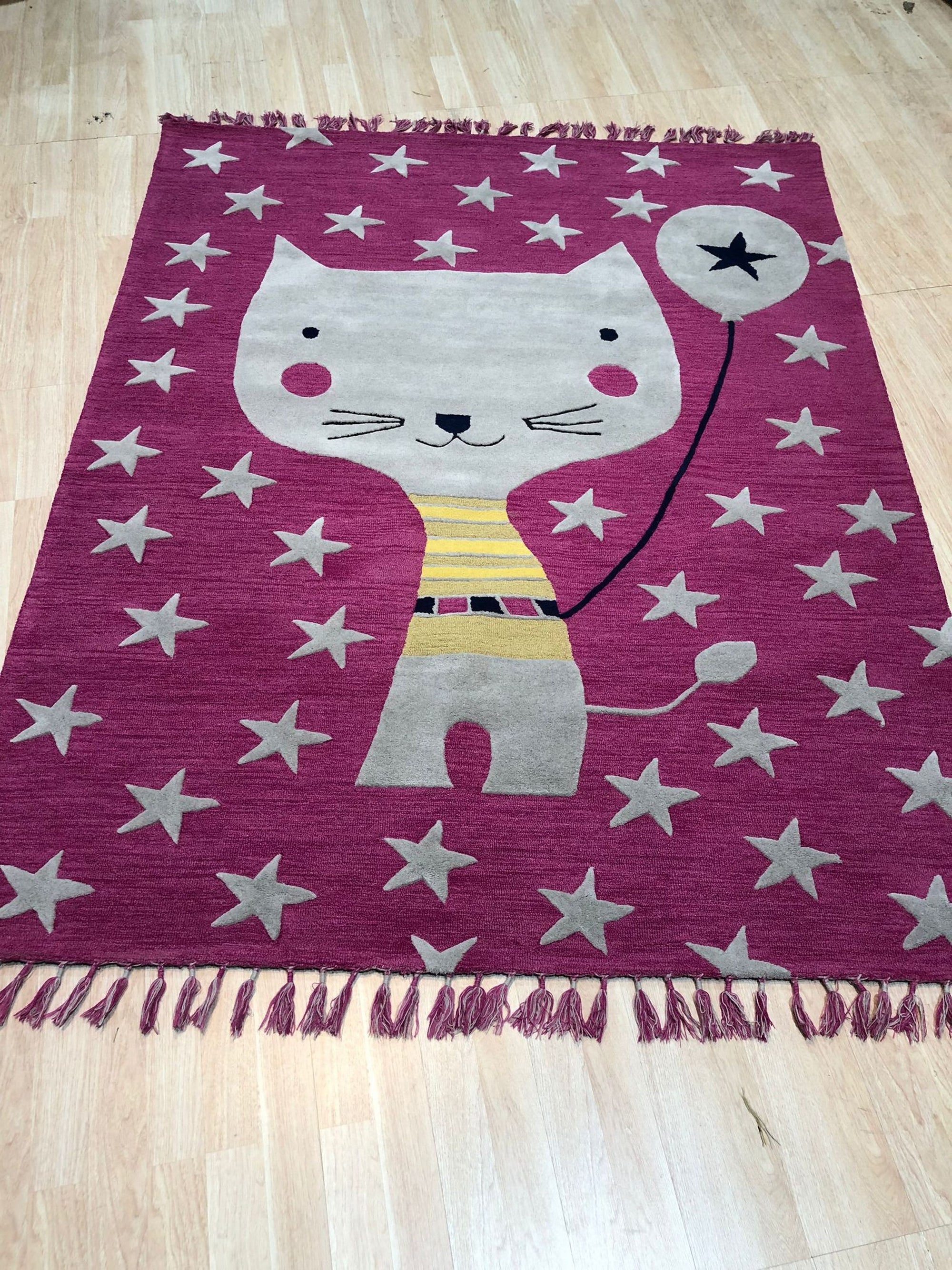 Playful Kitty Hand-Tufted Wool Rug