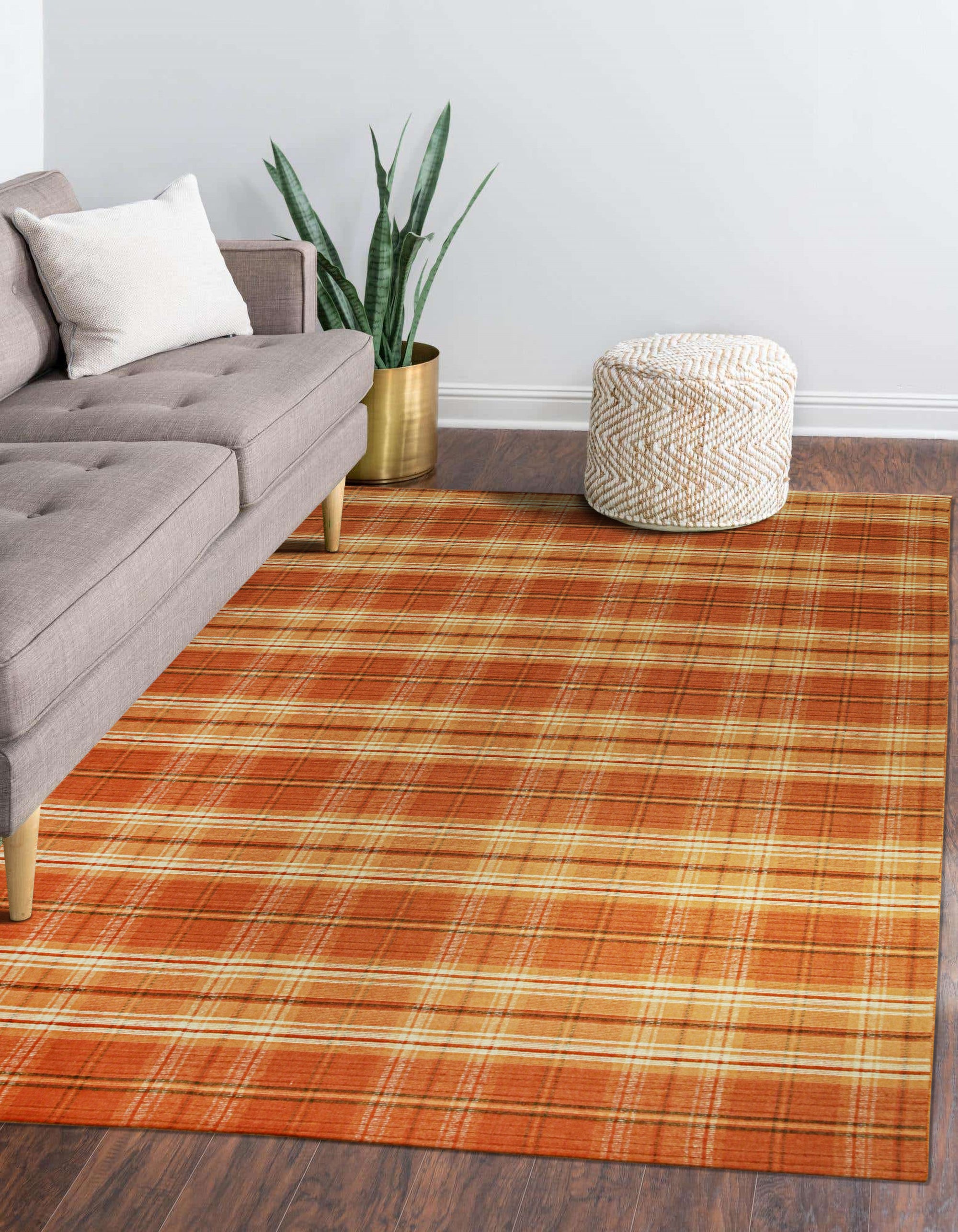 Cassandra Stylish Orange Flatweave Wool Rug