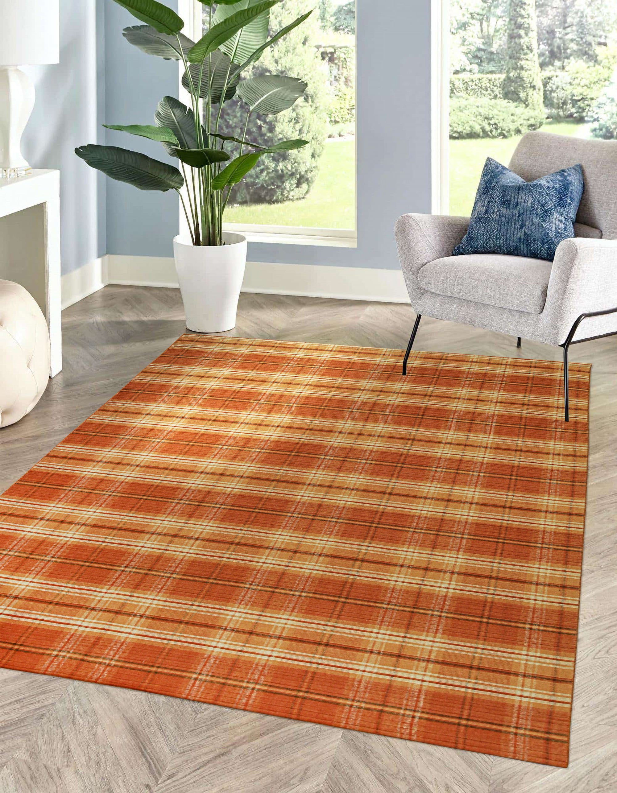 Cassandra Stylish Orange Flatweave Wool Rug