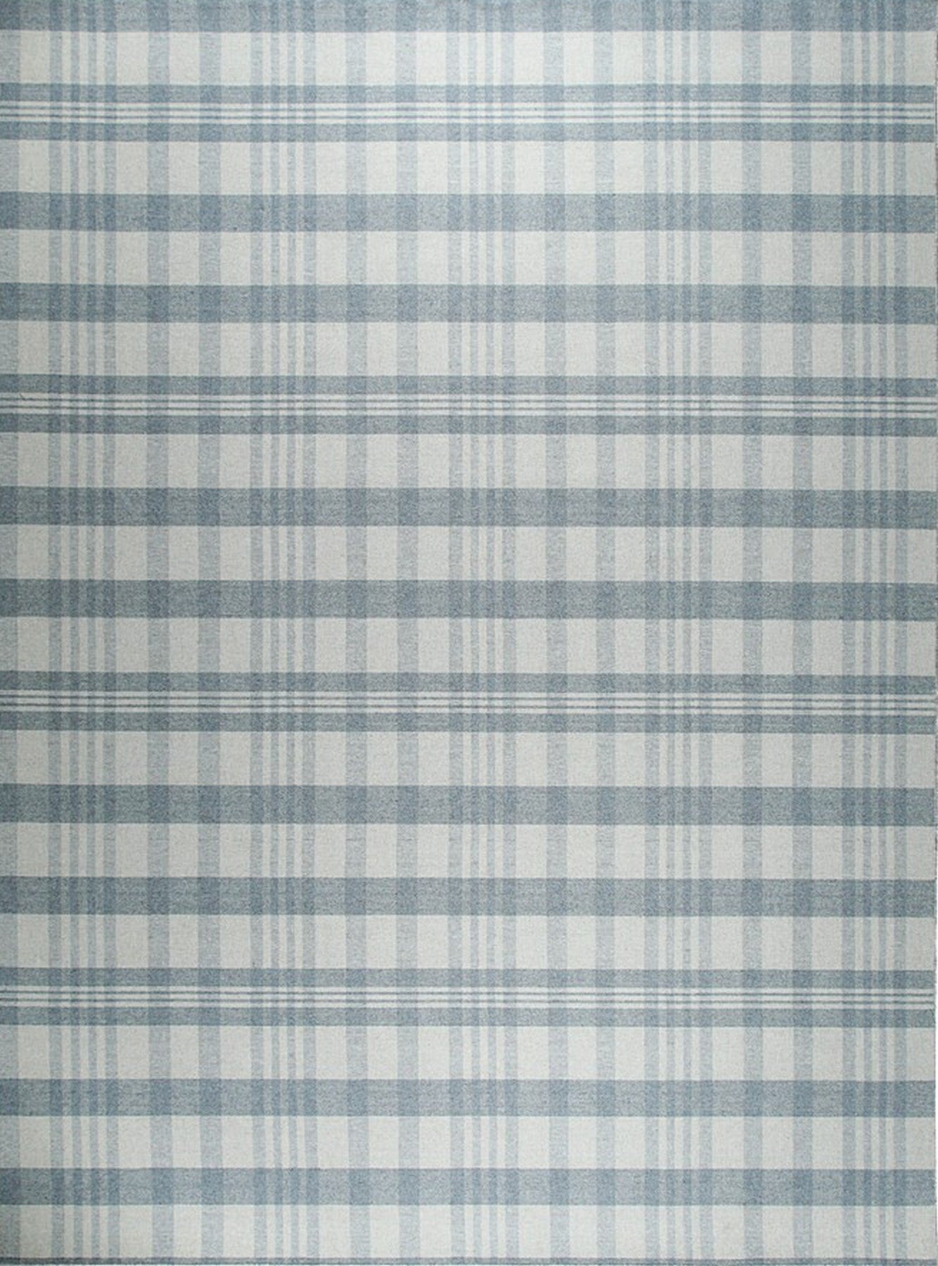 Blue Mist Plaid Handmade Wool Rug