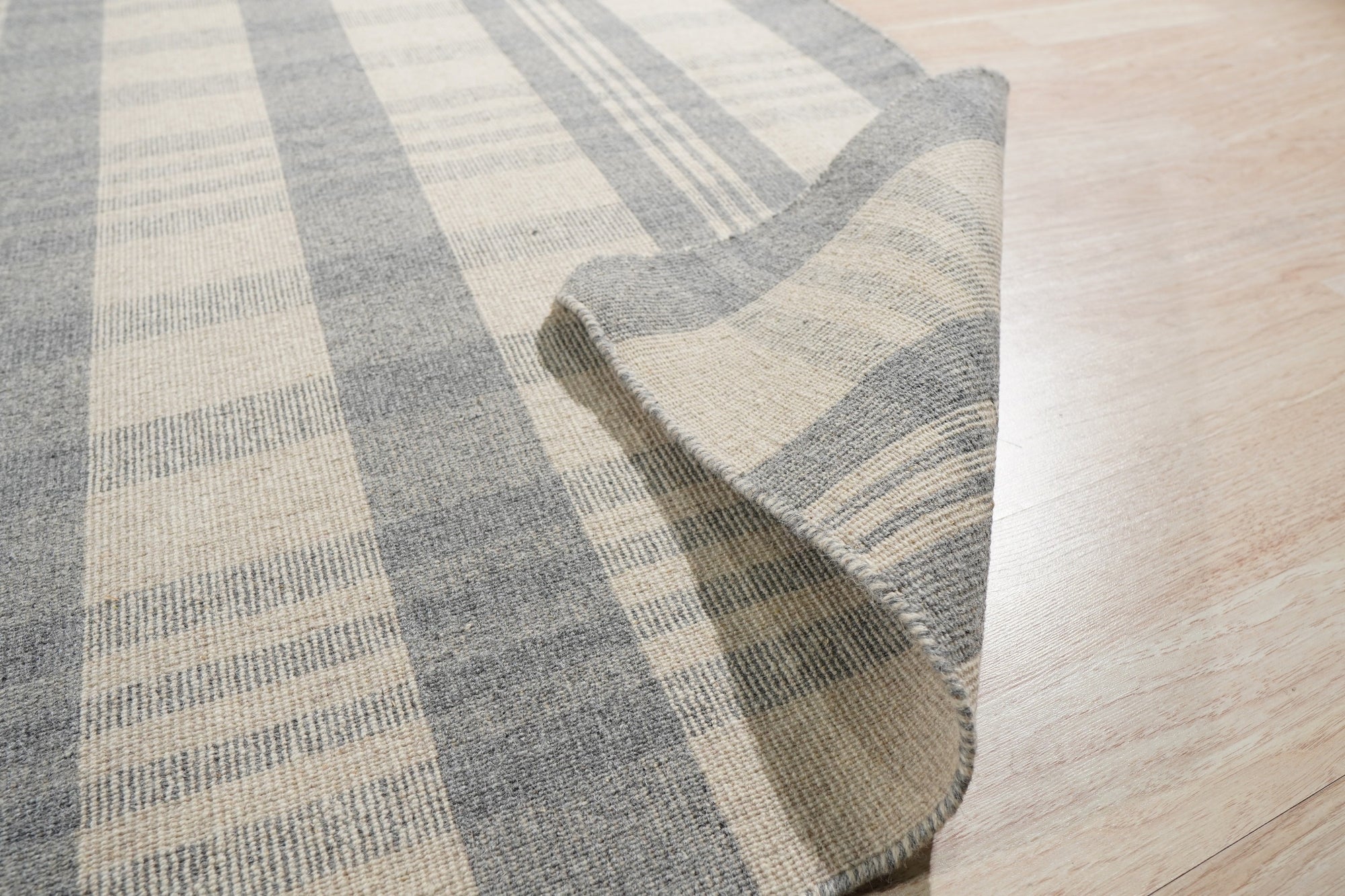 Blue Mist Plaid Handmade Wool Rug