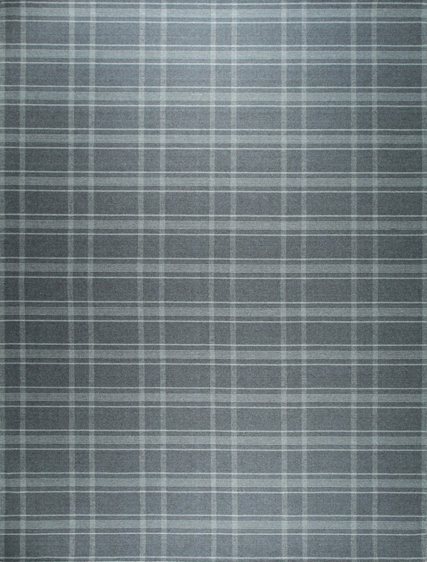 Slate Grey Plaid Handmade Wool Rug