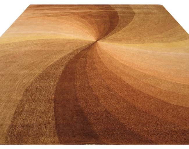 Light Brown Prismatic Swirl Hand-Tufted Wool Rug