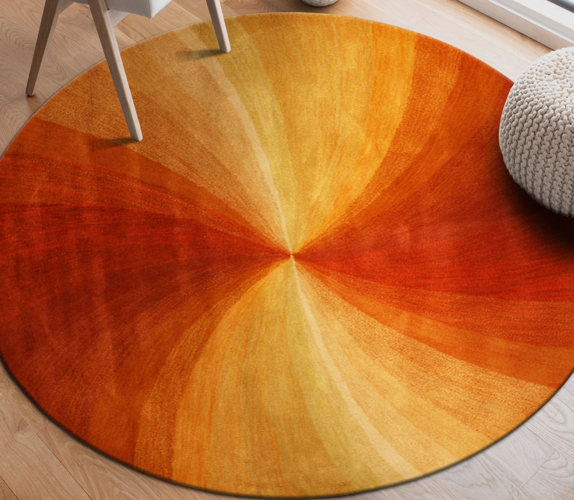 Versatile Sleek Orange Hand Tufted Wool Rug