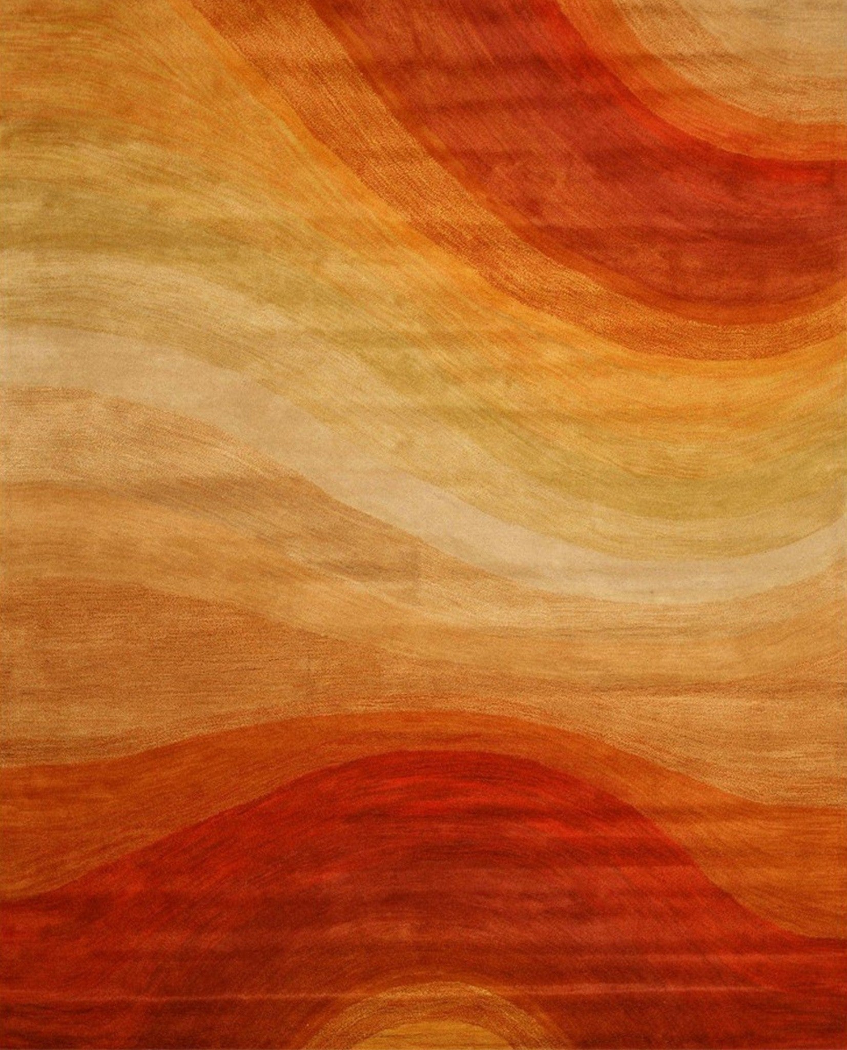 Classic Vibrant Orange Hand Tufted Wool Rug styled in a modern living room - area rug lifestyle photo
