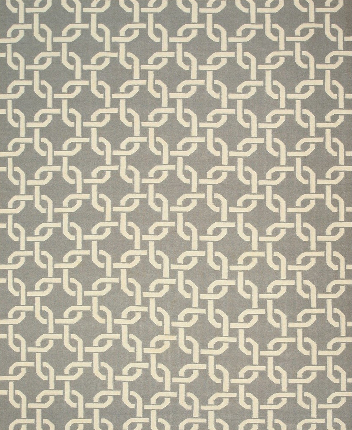 Grey Transitional Geometric Links Dhurrie Rug