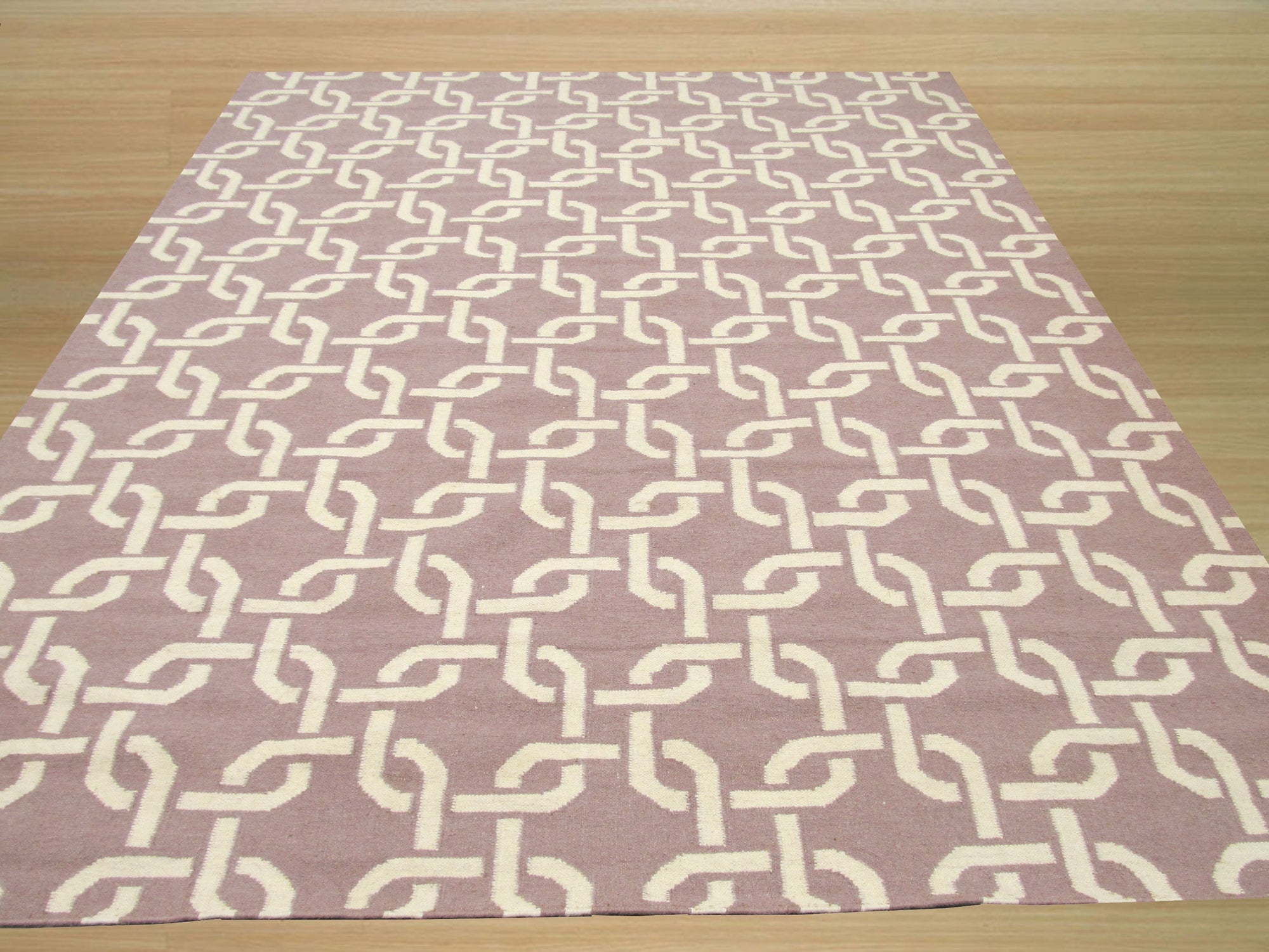 Pink Transitional Geometric Links Dhurrie Rug