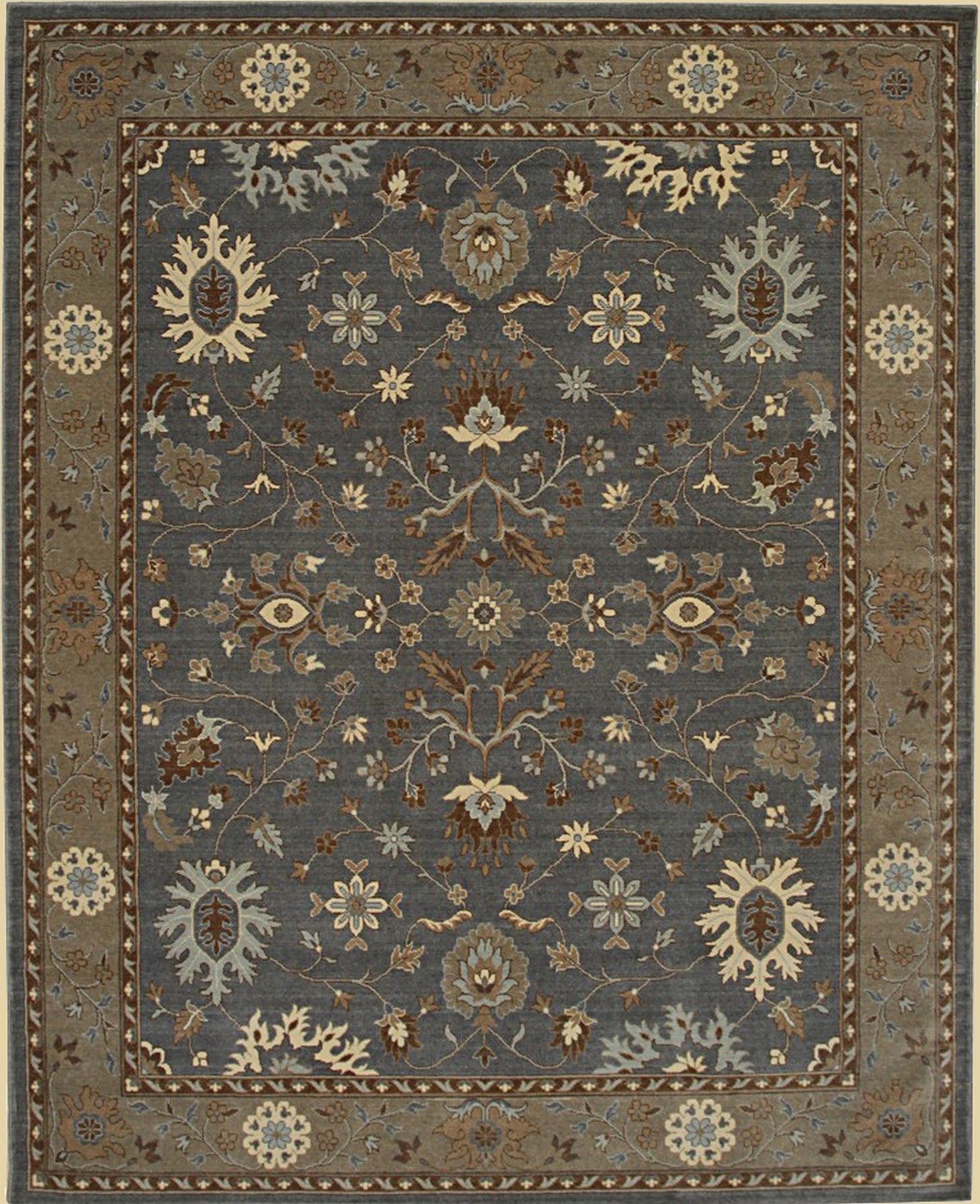 Gray Oushak Floral Rug