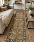 Charming Oushak Beige Hand Knotted Wool Rug styled in a modern living room - area rug lifestyle photo