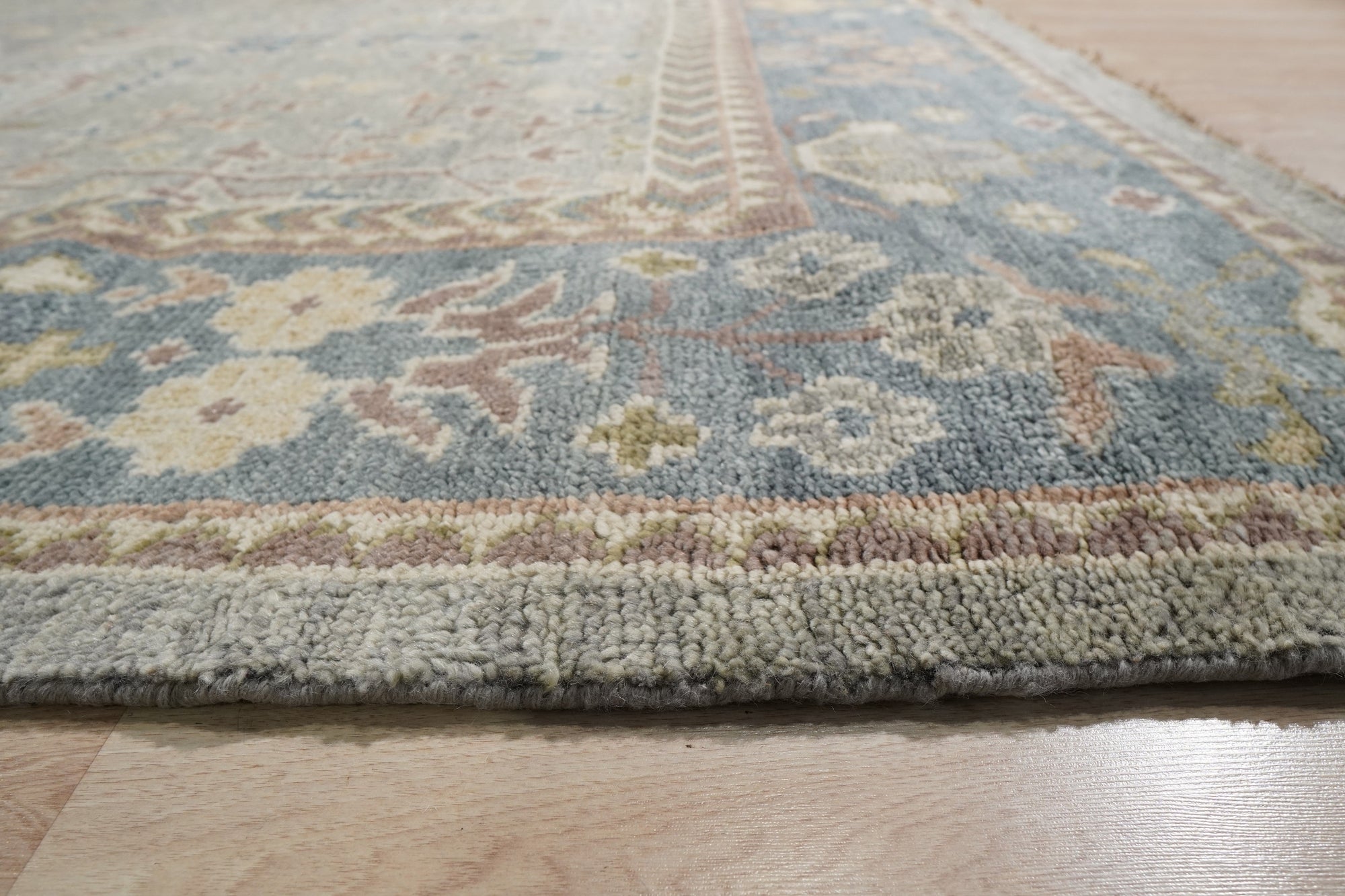 Light Blue Tranquil Botanical Oushak Rug