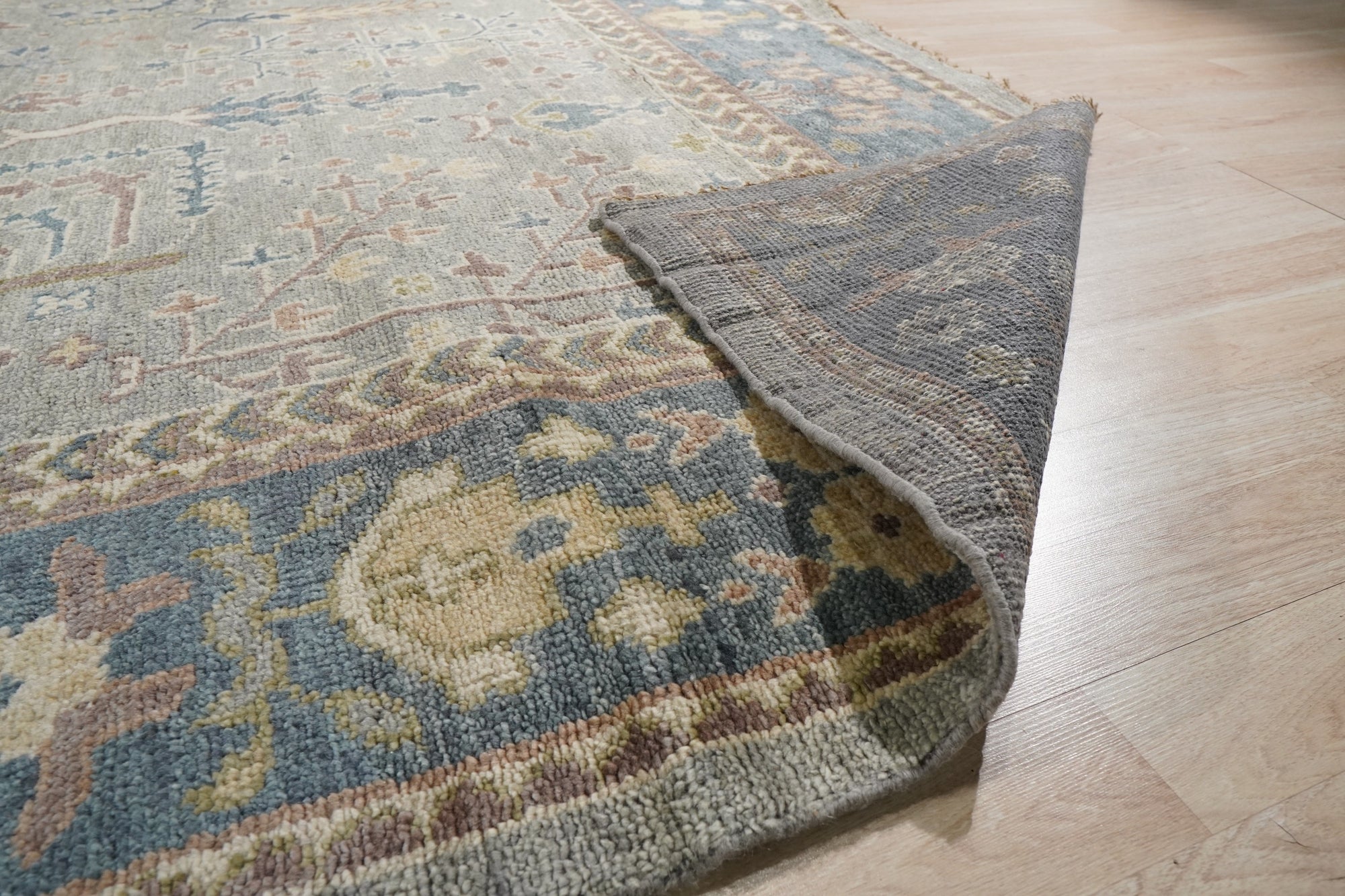 Light Blue Tranquil Botanical Oushak Rug