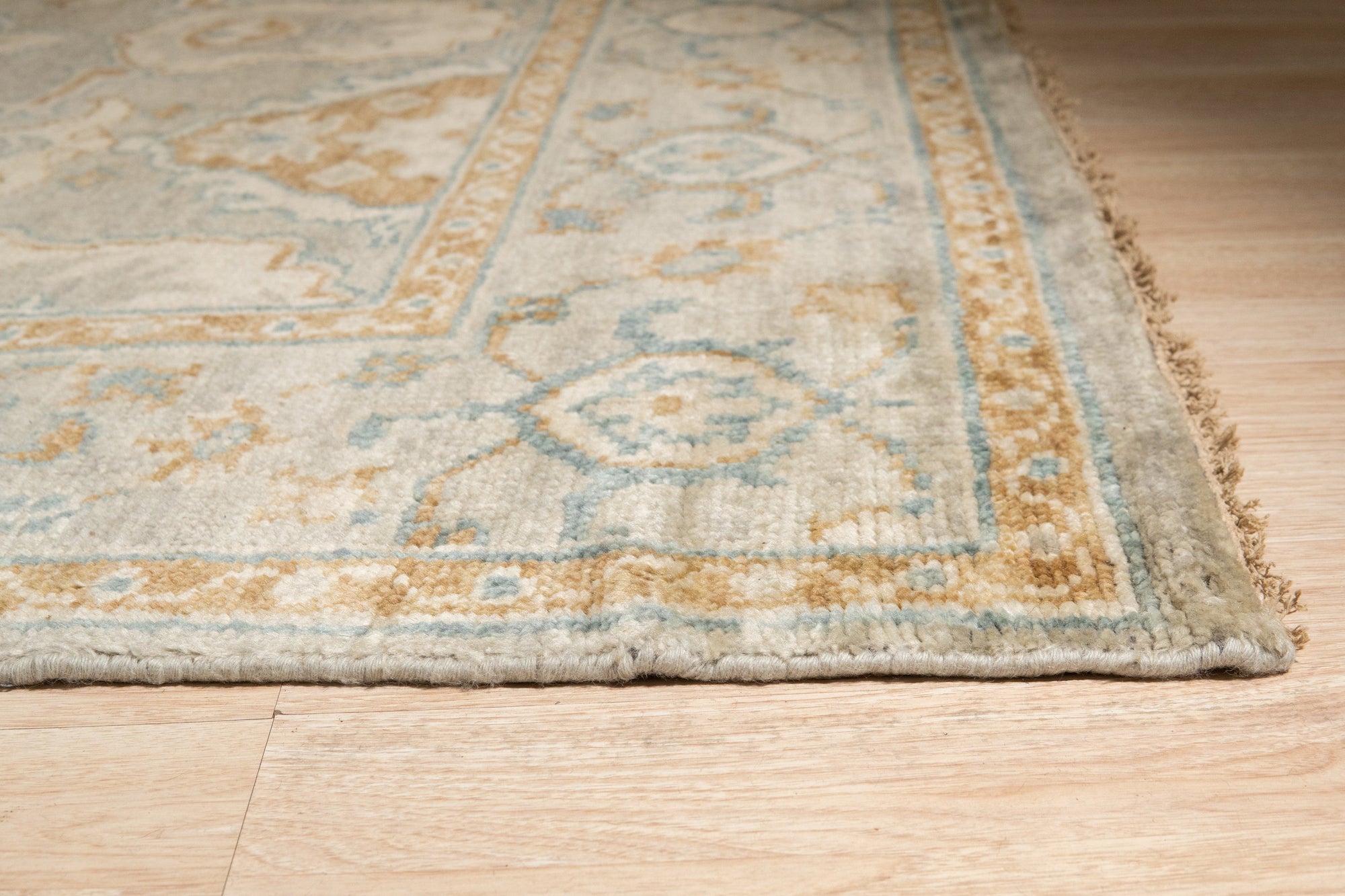 Classic Green Oushak Hand-Knotted Wool Rug