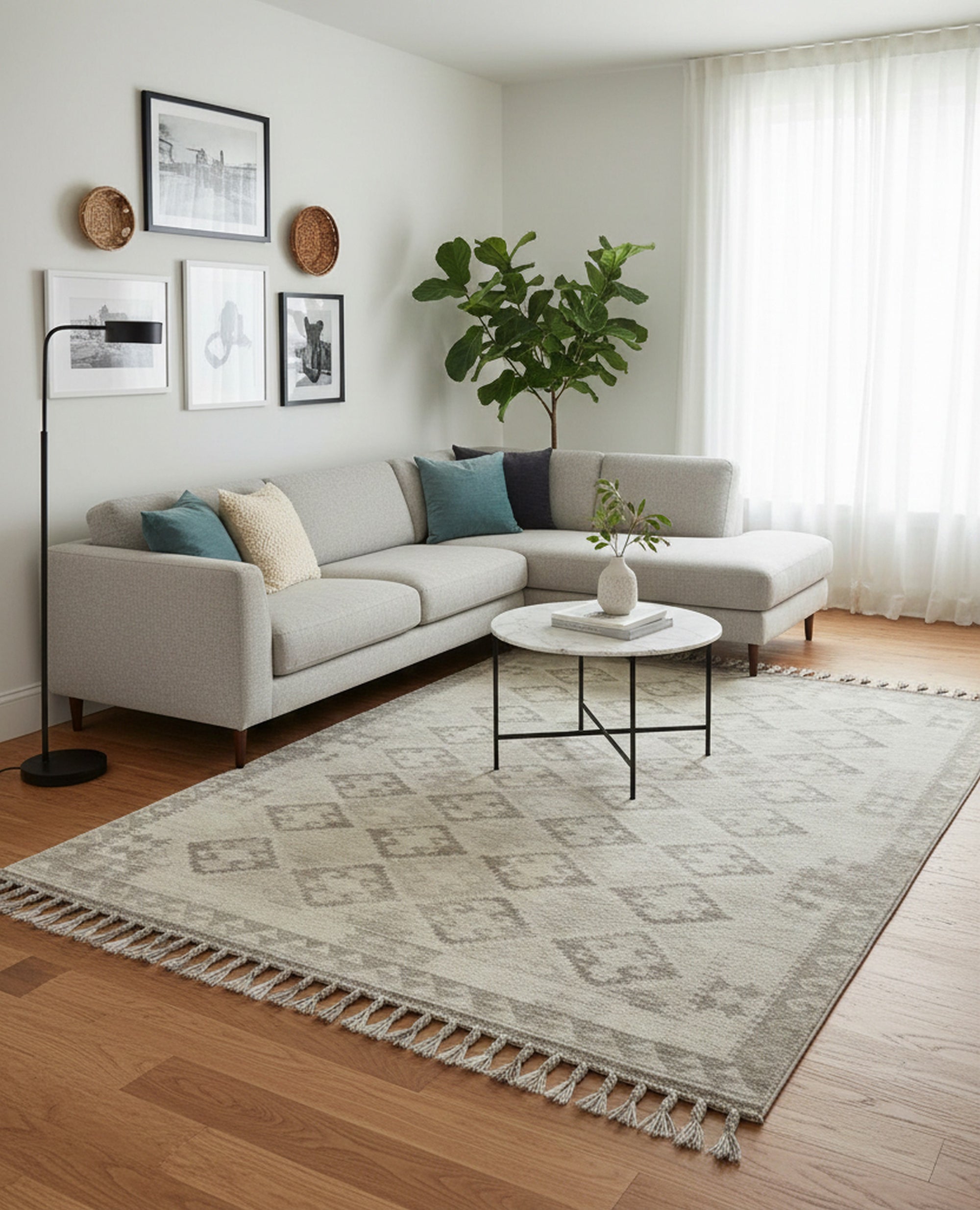 Brenda Trara Gray Flatweave Wool Rug