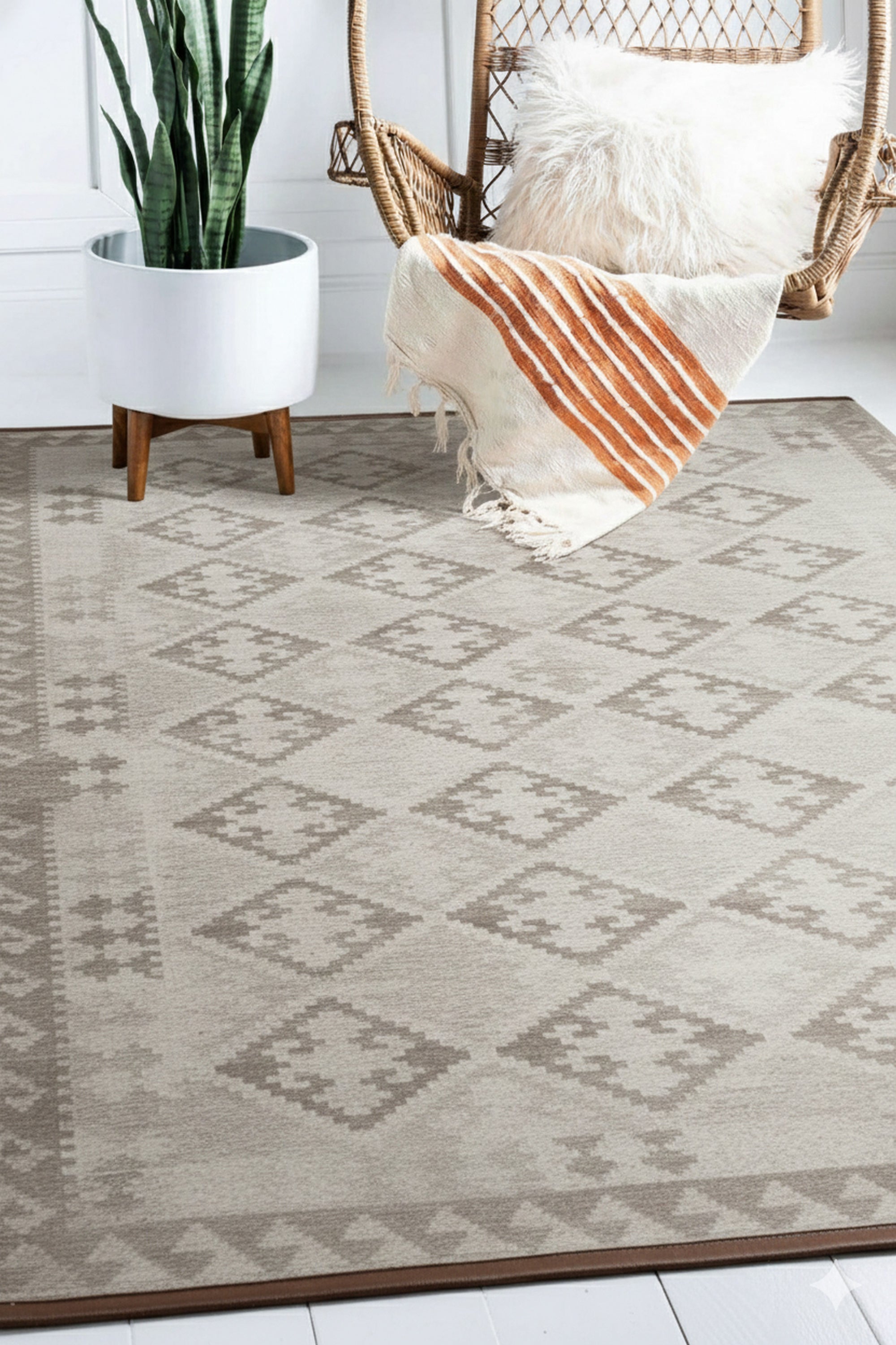 Brenda Trara Gray Flatweave Wool Rug