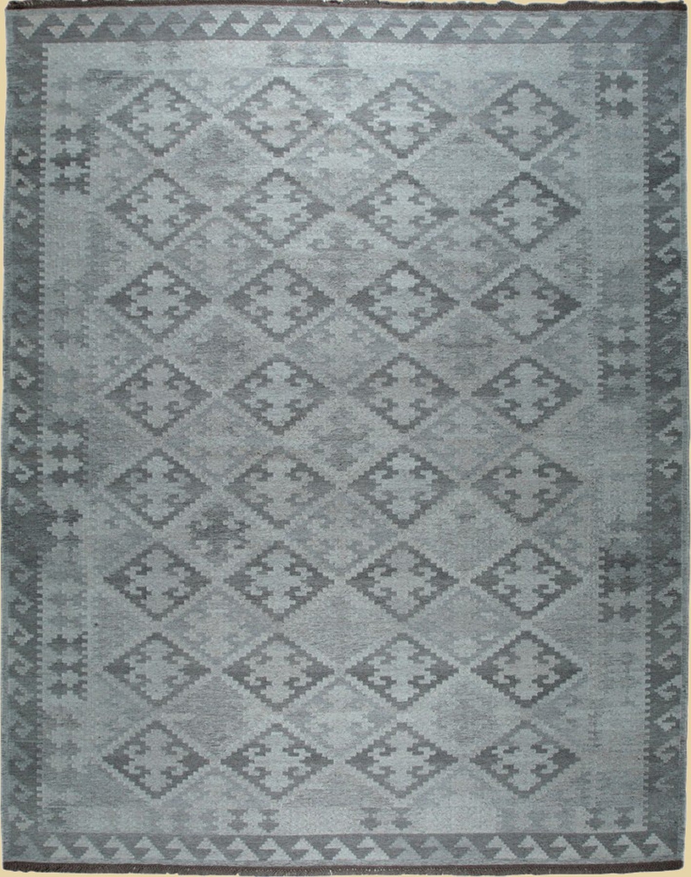 Geometric Slate Gray Wool Rug