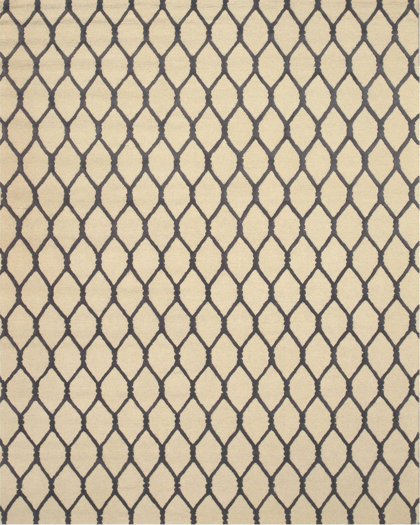 Beige Chain-Link Radiance Hand-Tufted Wool Rug