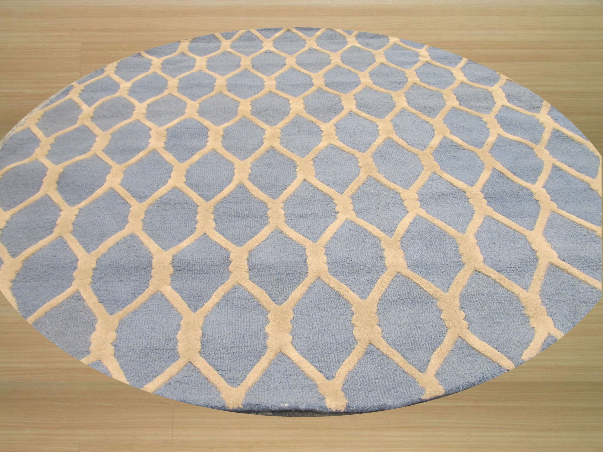 Blue Chain-Link Radiance Hand-Tufted Wool Rug