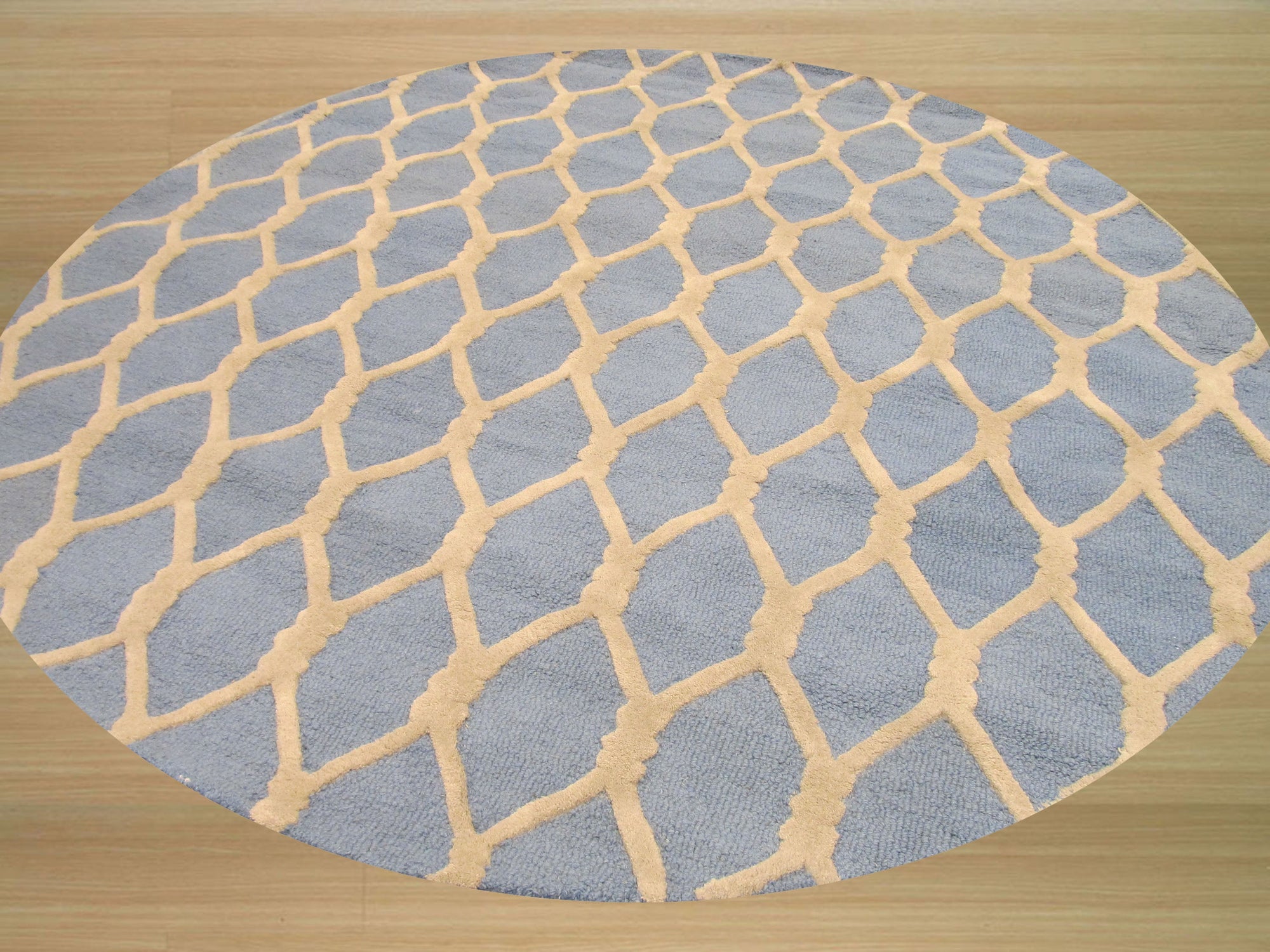 Blue Chain-Link Radiance Hand-Tufted Wool Rug