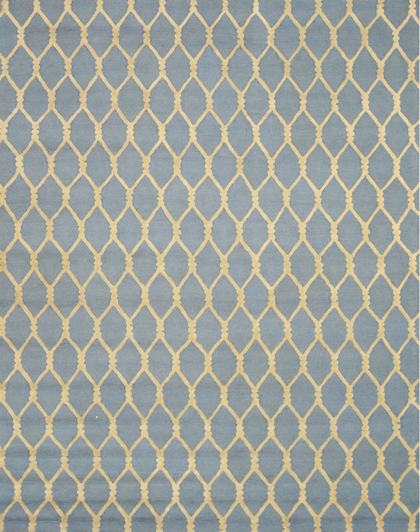 Blue Chain-Link Radiance Hand-Tufted Wool Rug