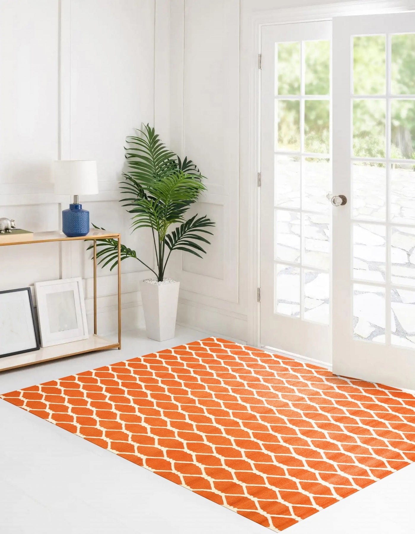 Orange Chain-Link Radiance Hand-Tufted Wool Rug