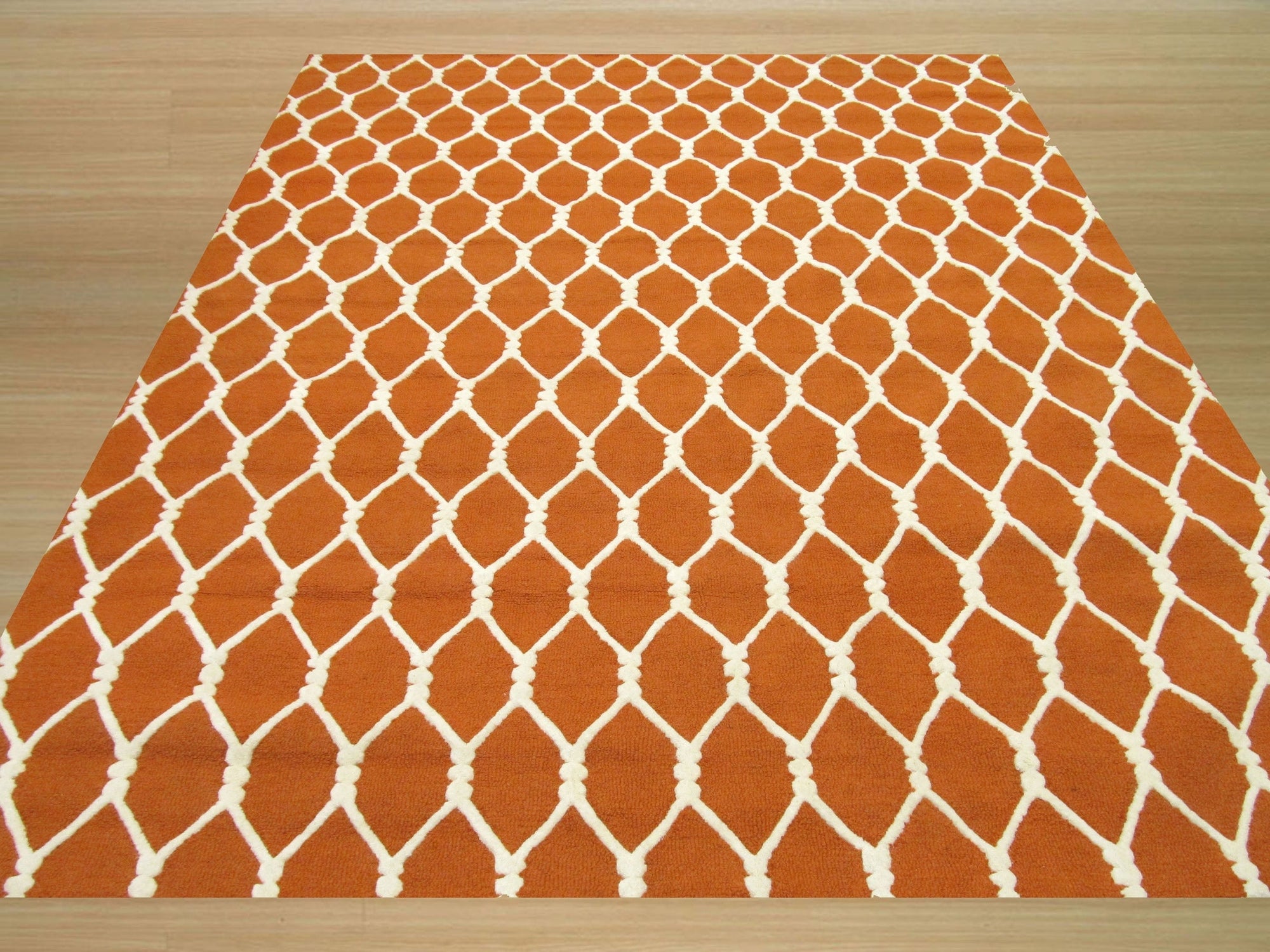 Orange Chain-Link Radiance Hand-Tufted Wool Rug