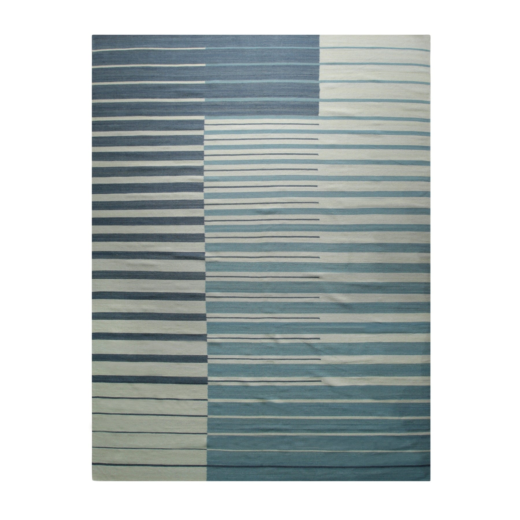 Azure Stripes Handmade Wool Rug