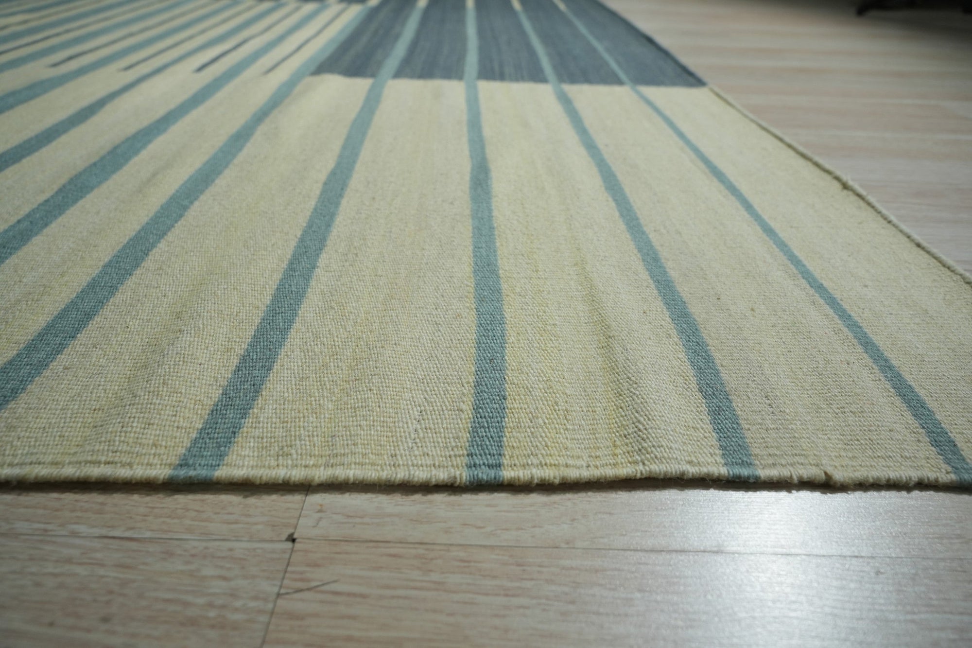 Azure Stripes Handmade Wool Rug