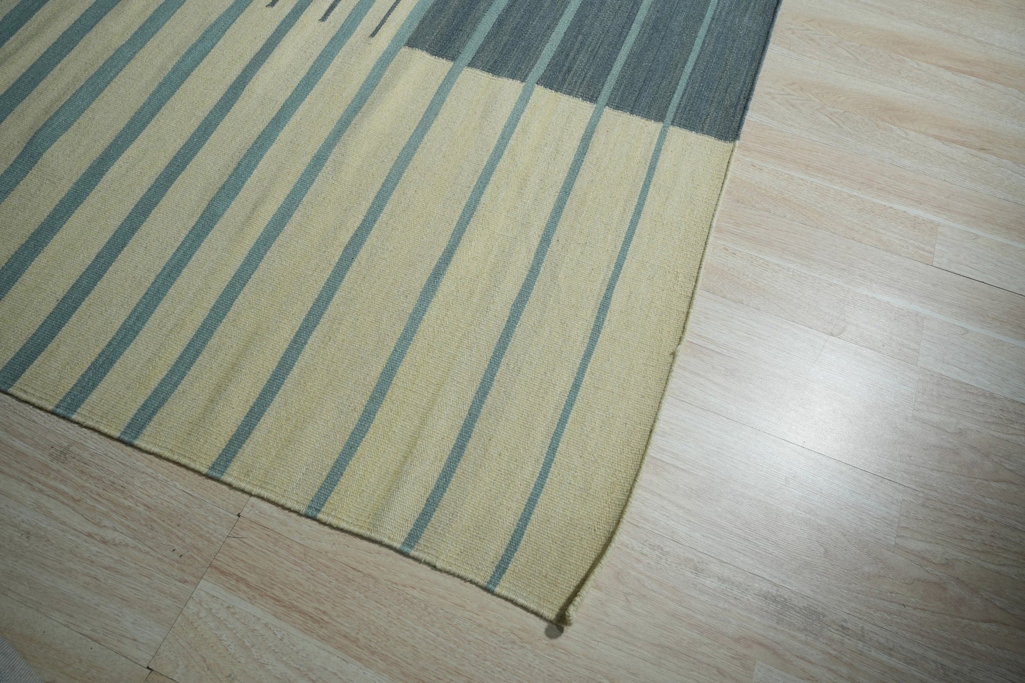 Azure Stripes Handmade Wool Rug