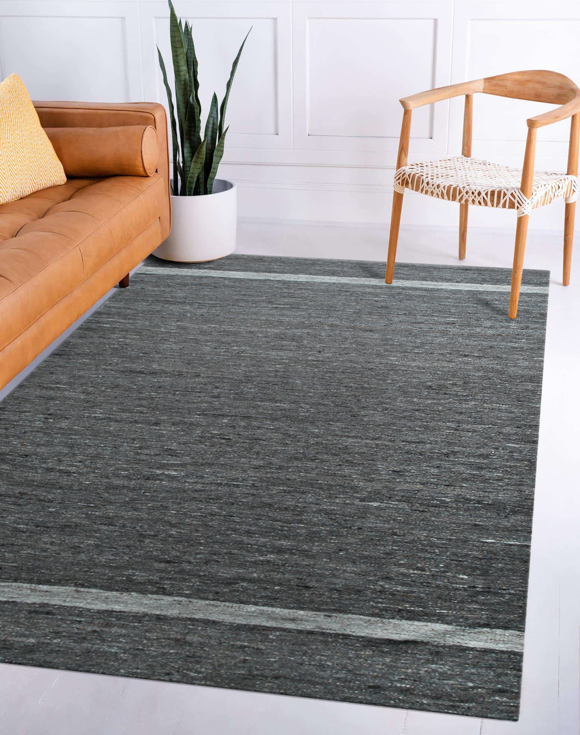 Cozy Inviting Gray Flatweave Wool Rug