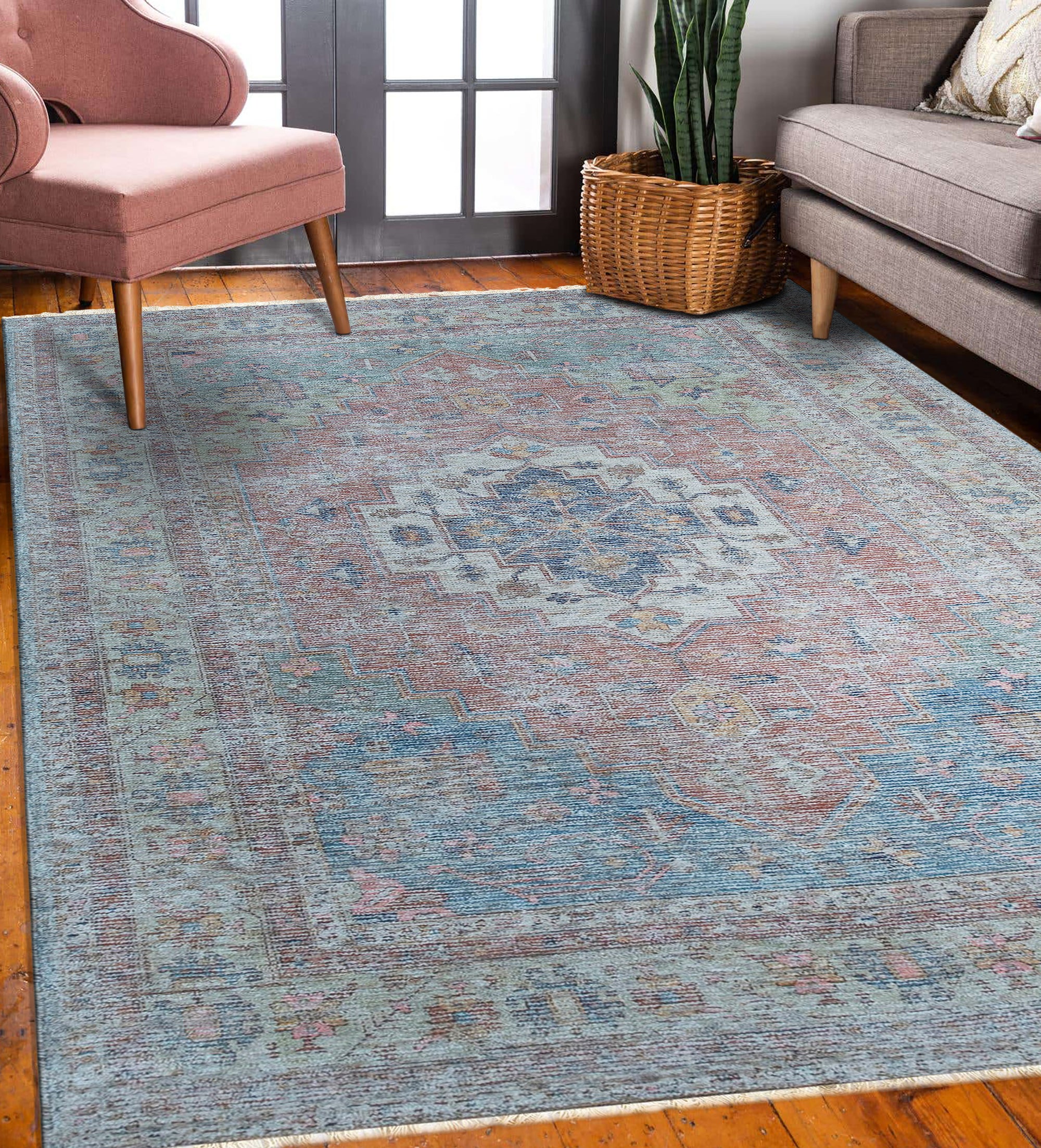 Refined Fiona Blue Handmade Wool Rug